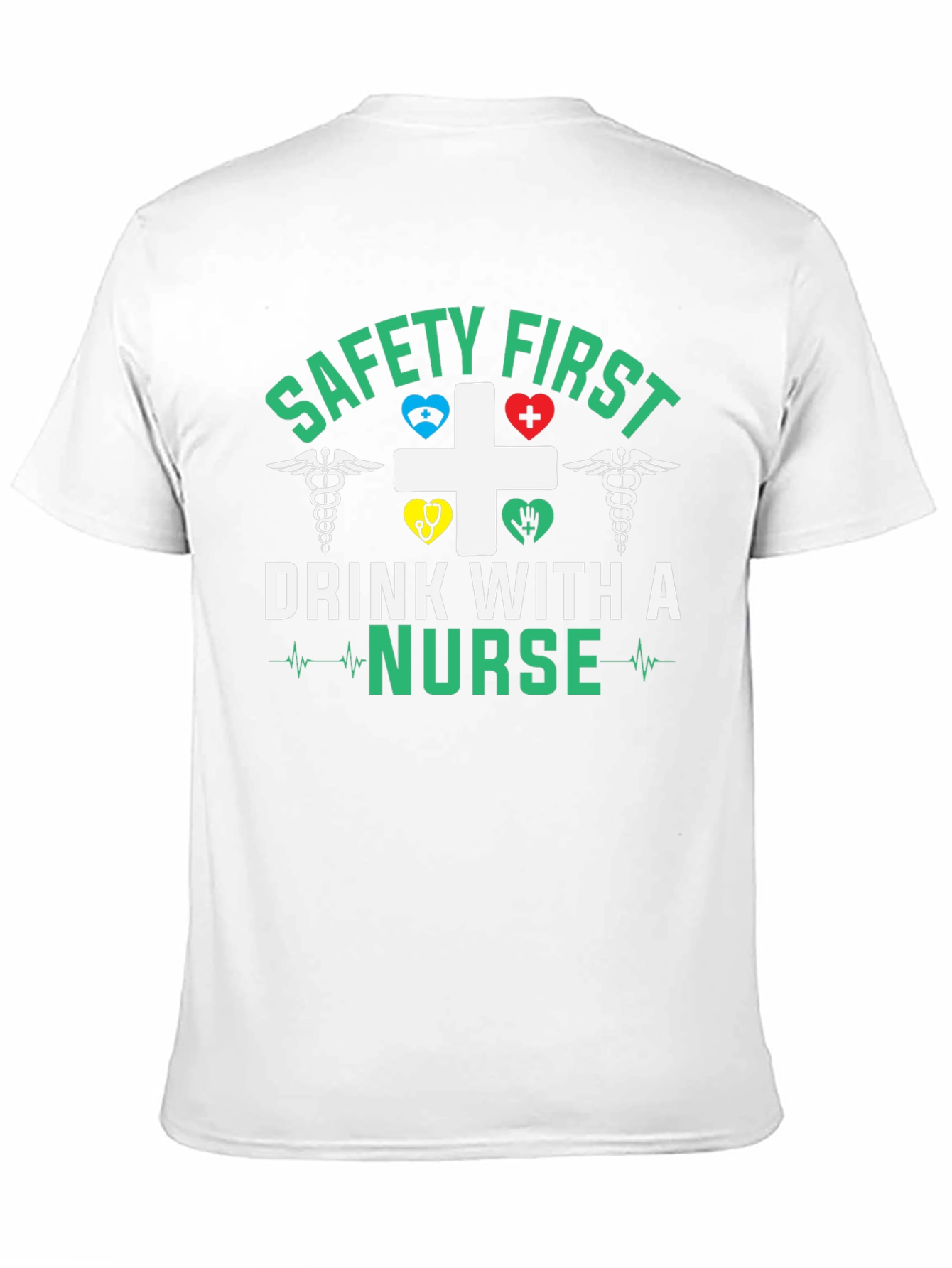 Black Safety First Drink With a Nurse T-Shirt view 11