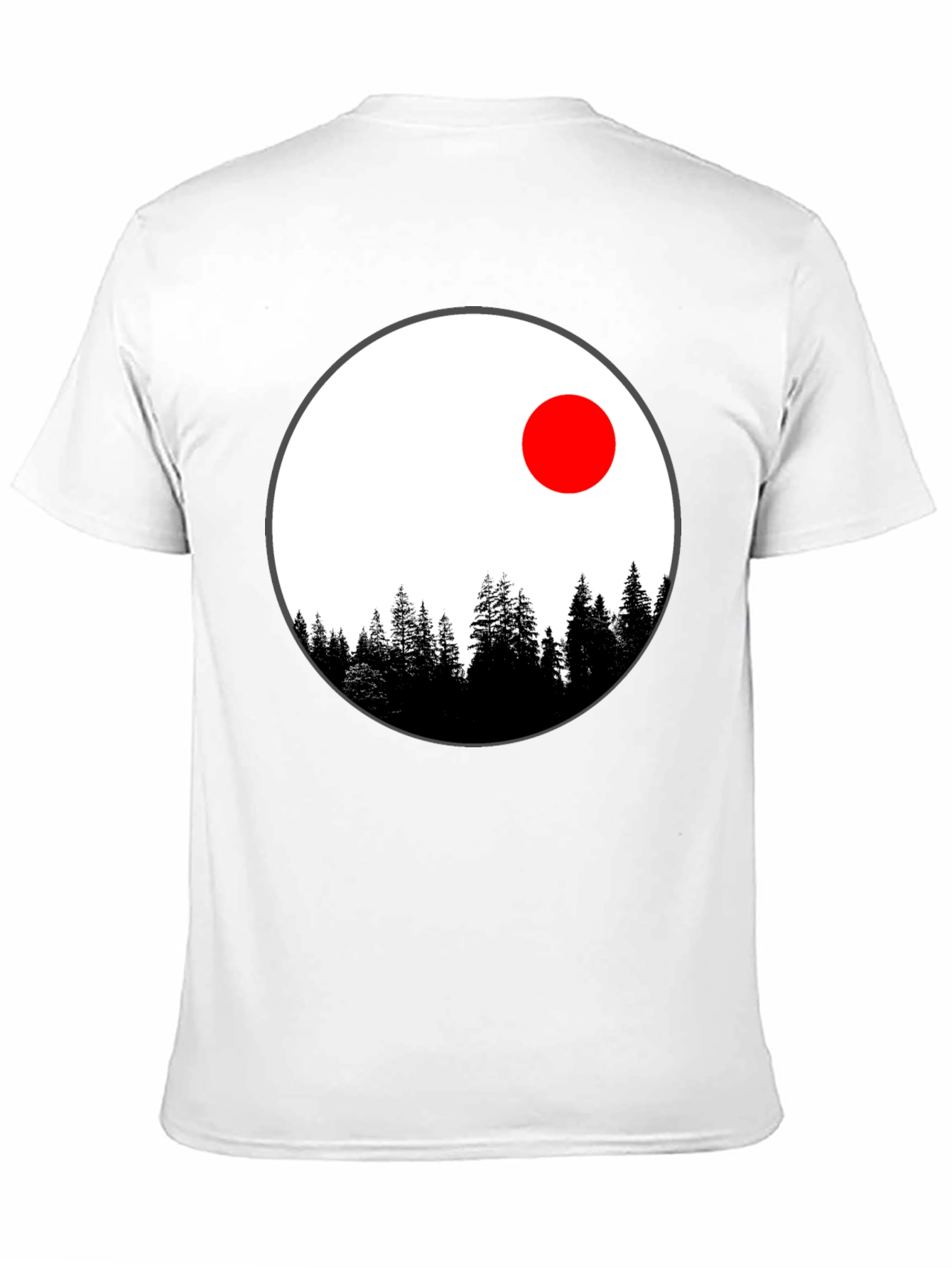Nature Circle T-Shirt - Trees and Red Sun Design - 11