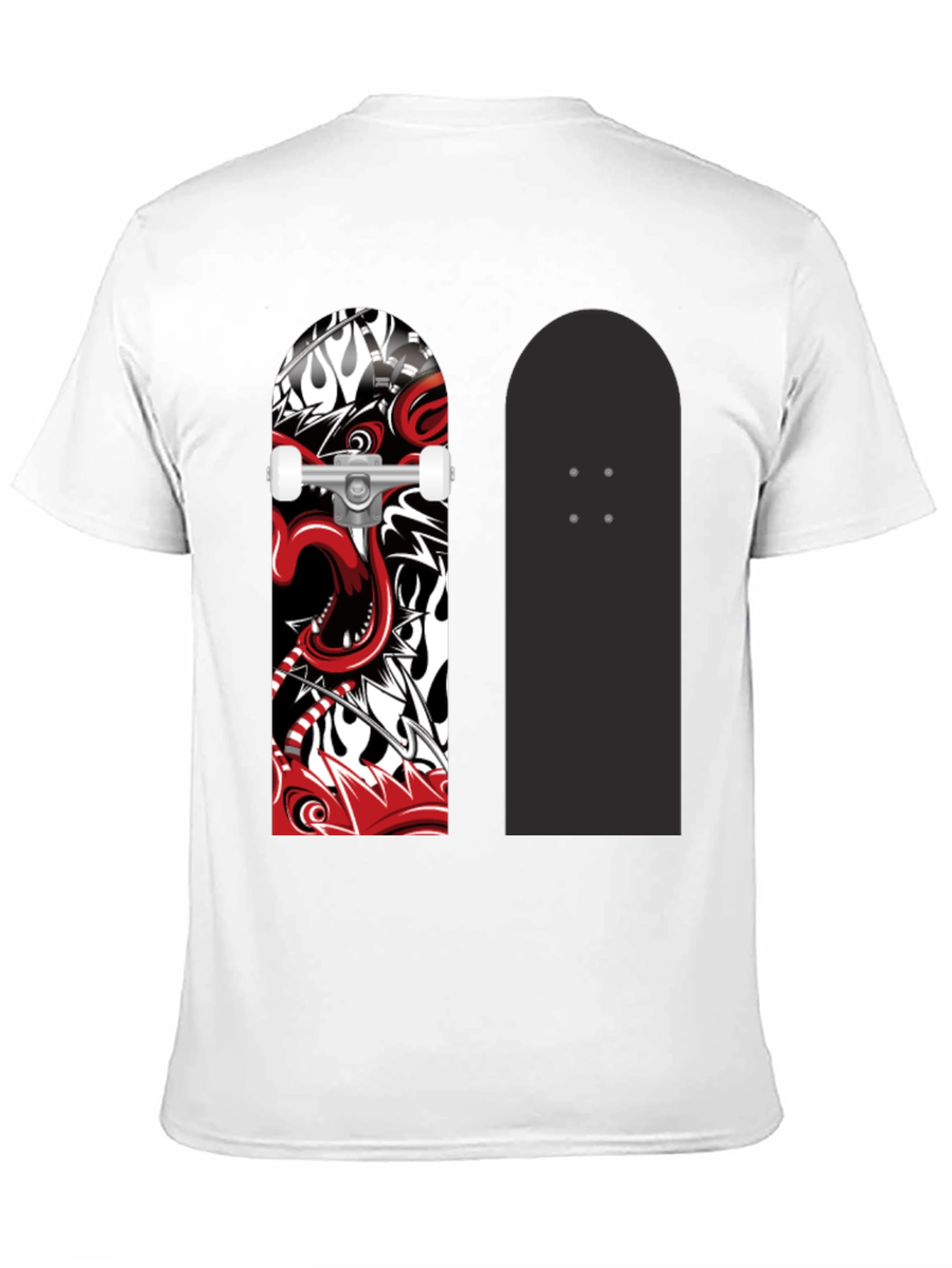 Black Skateboard Graphic Print Black T-Shirt view 11
