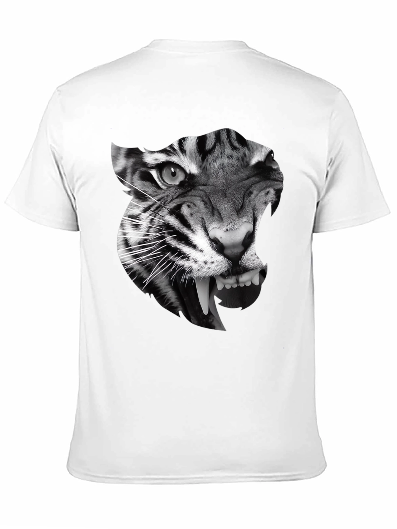 Black Men's Black T-Shirt with Tiger Graphic view 11