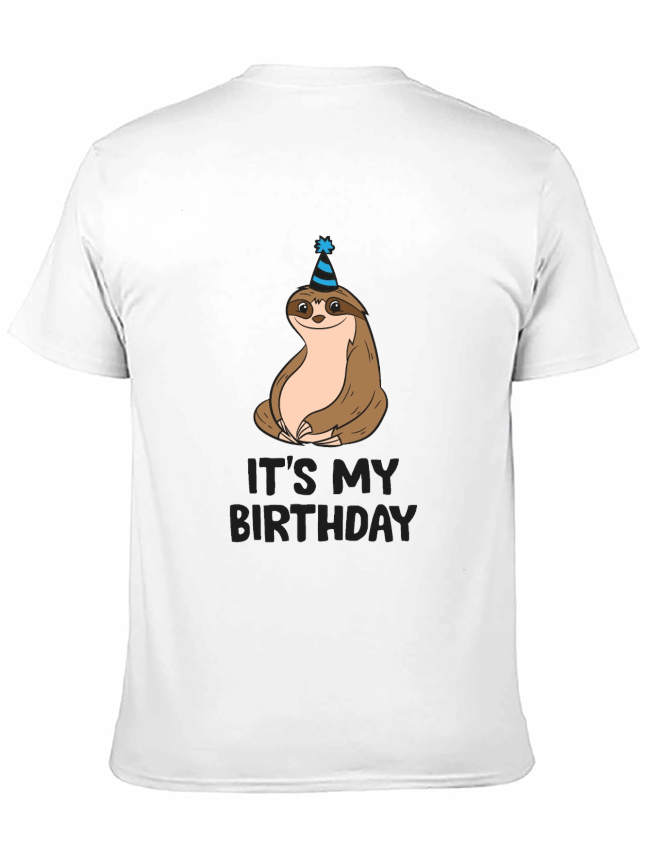 Birthday Sloth Graphic Tee - Men's Black T-Shirt - 11