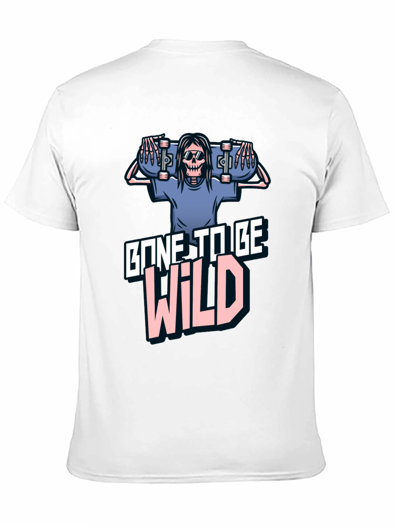 Black Gone To Be Wild Skeleton Skateboard Graphic Tee view 11