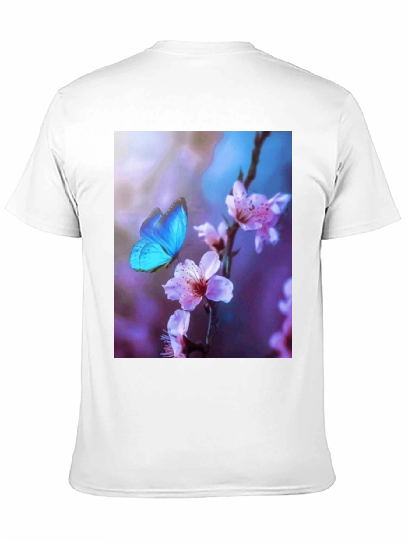 Black Butterfly Floral Print Black T-Shirt view 11