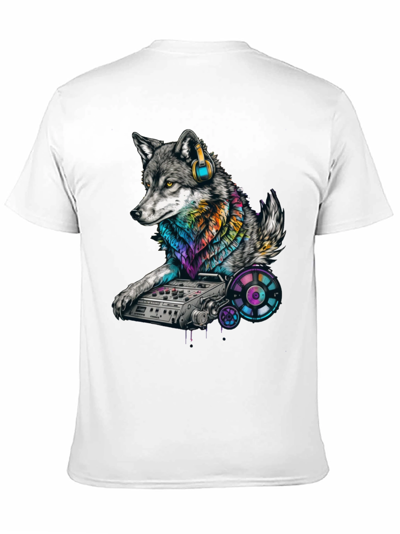 Black DJ Wolf Graphic T-Shirt - Cool Music Lover Tee view 11