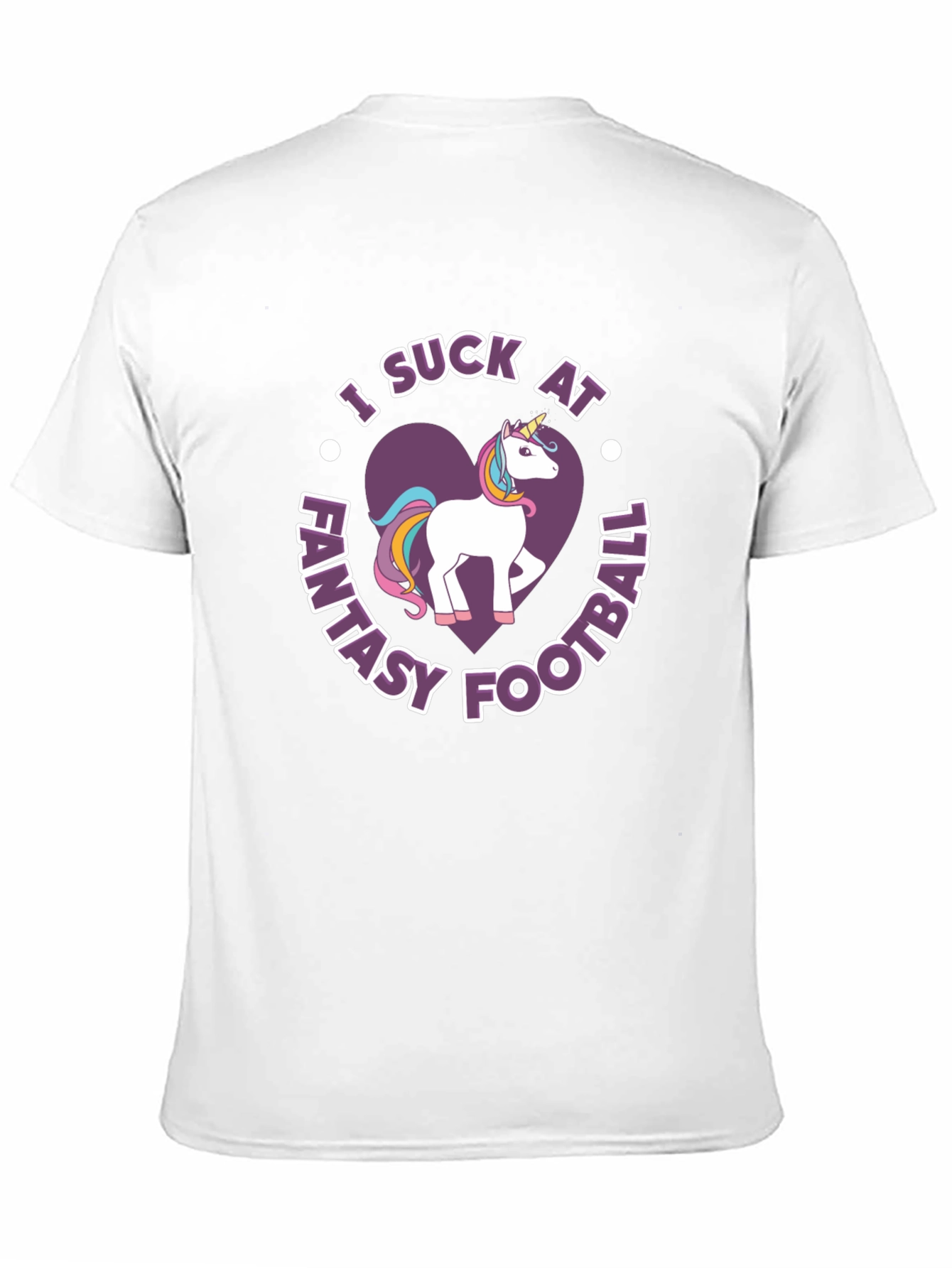 Black Funny "I Suck at Fantasy Football" Unicorn T-Shirt view 11