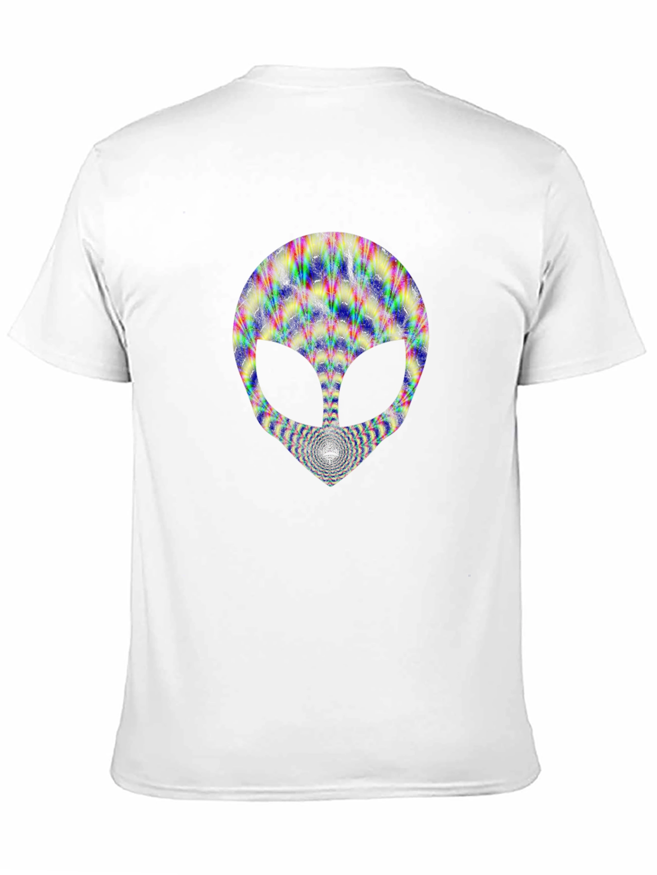 Black Trippy Alien Head Graphic Tee - Black Cotton T-Shirt view 11