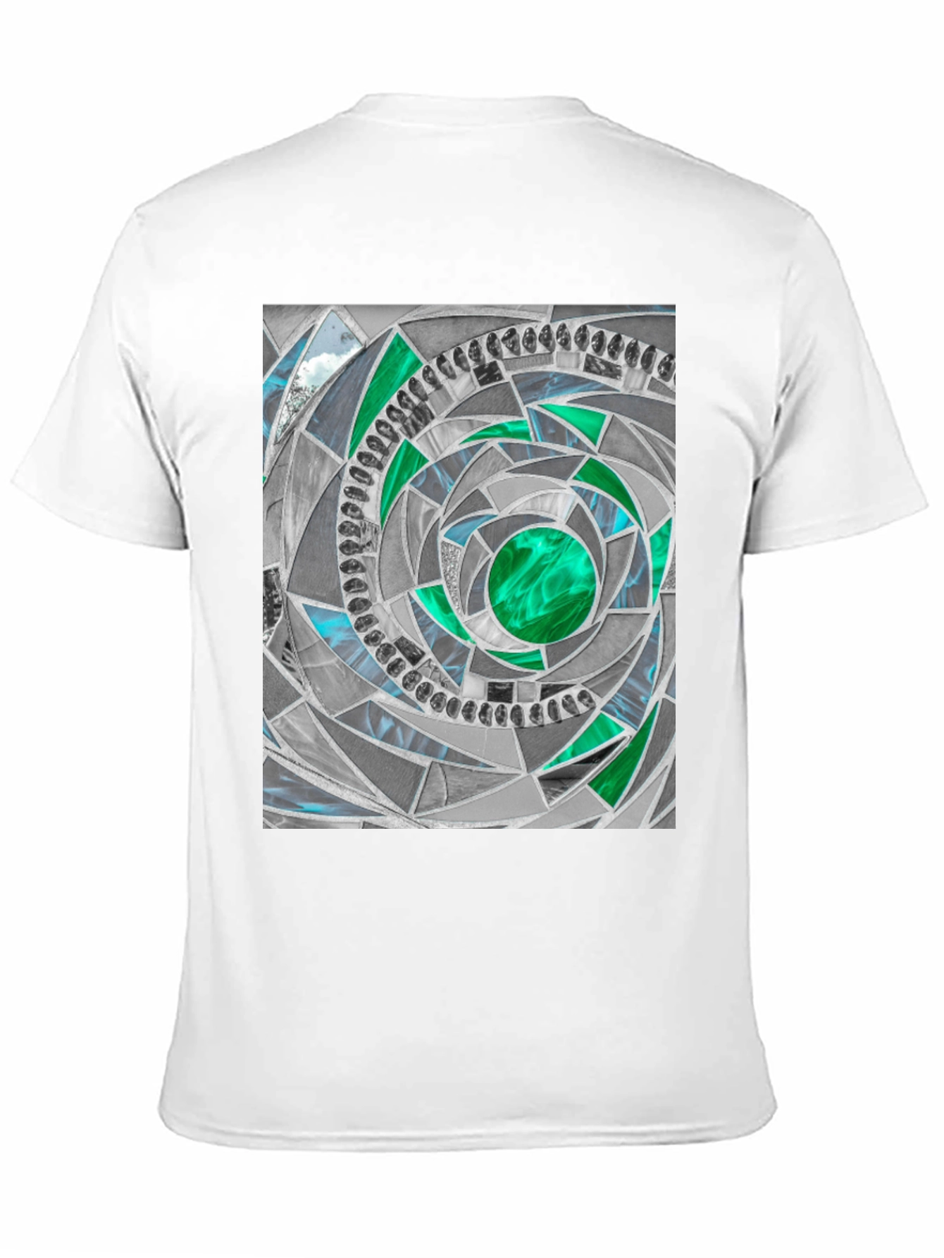 Black Geometric Mosaic T-Shirt - Abstract Art Tee view 11