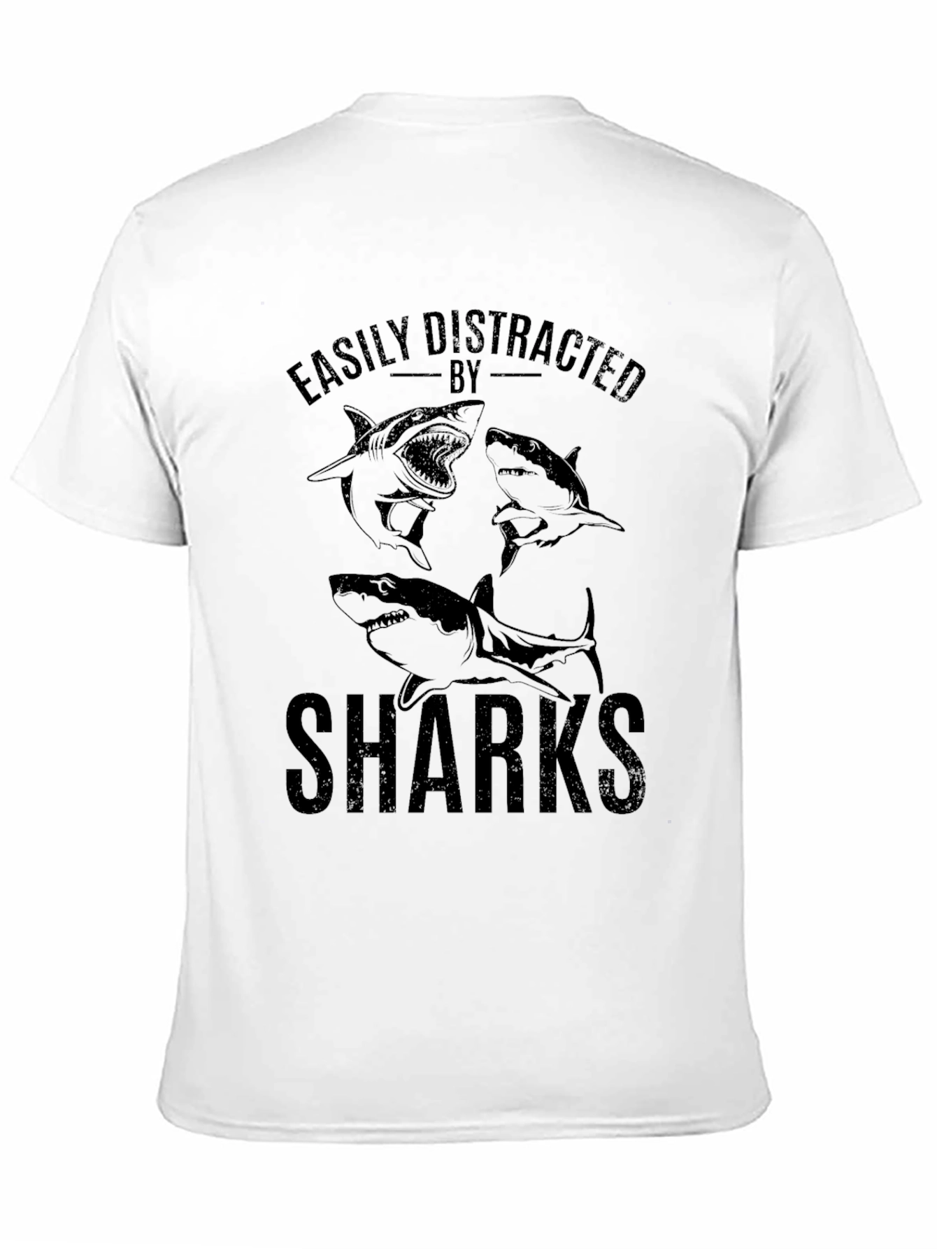 Black Easily Distracted by Sharks Graphic T-Shirt view 11