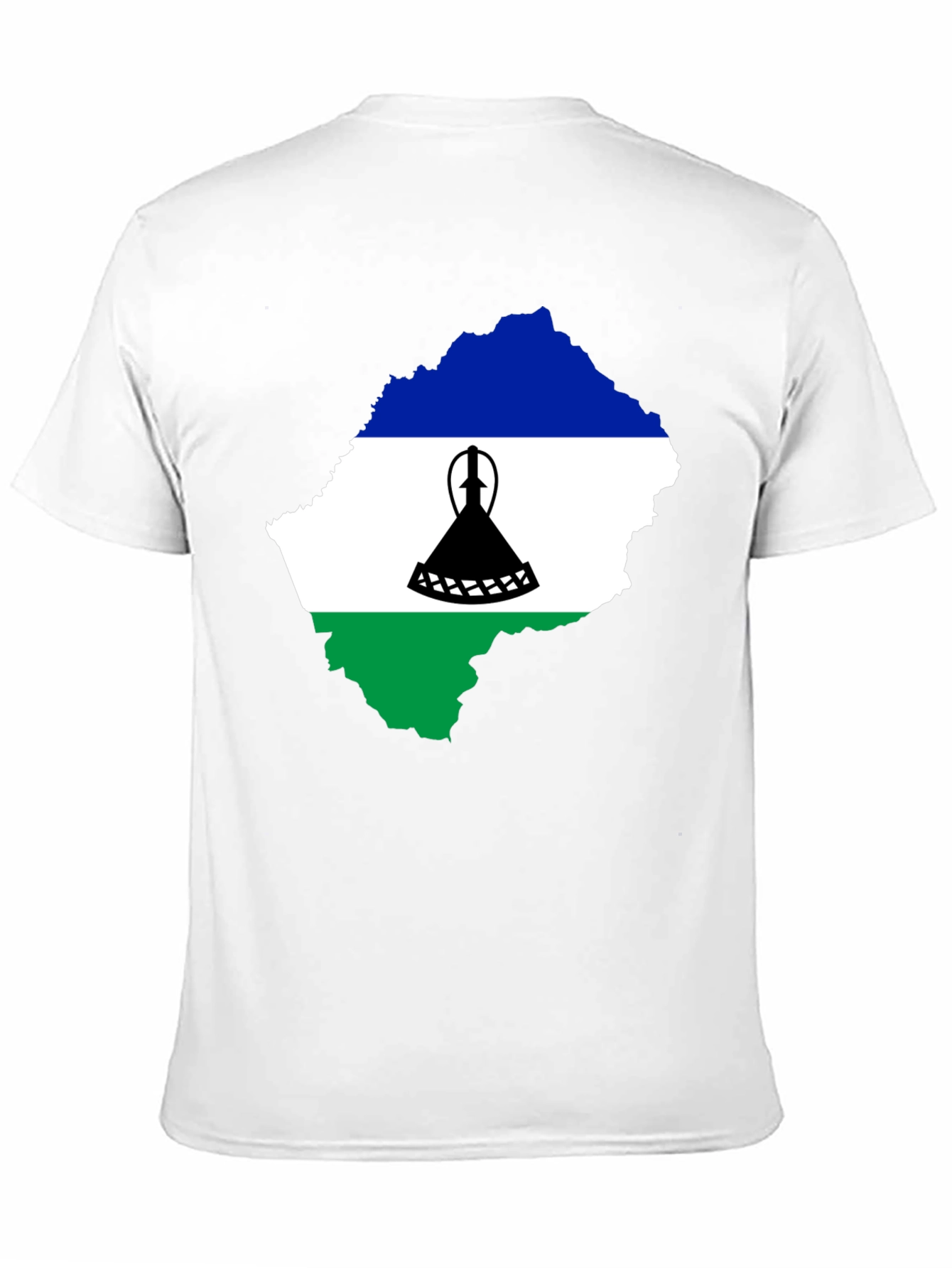 Lesotho Flag Map T-Shirt - Black - 11