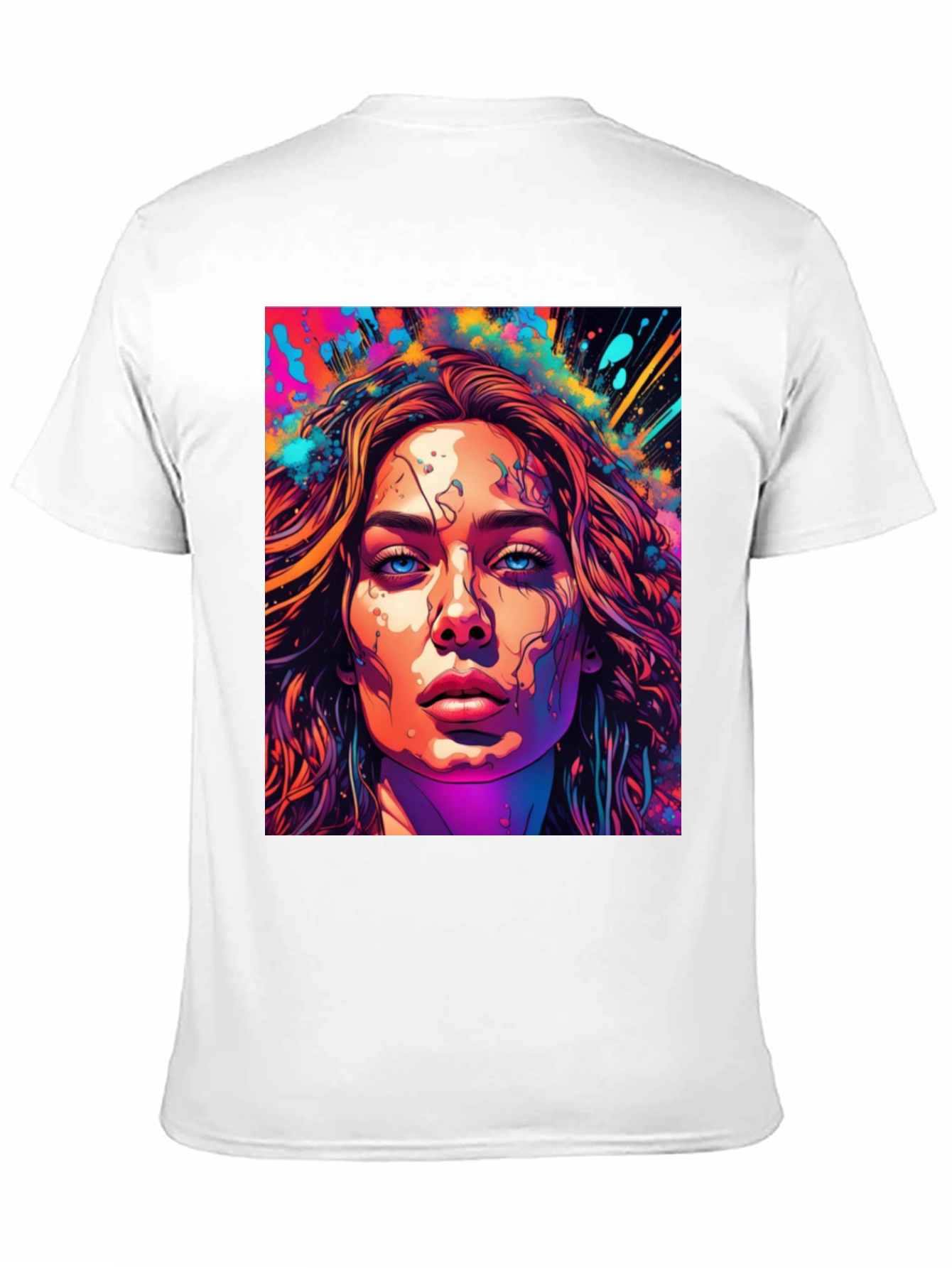 Black Artistic Women's Face Graphic T-Shirt view 11