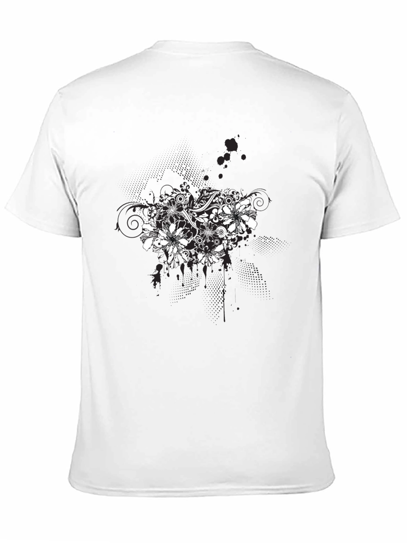 Black Floral Graphic Black T-Shirt for Men view 11