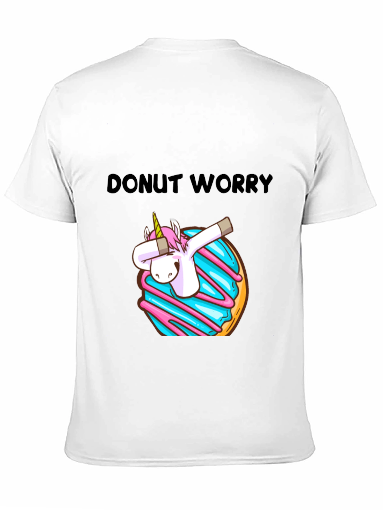 Black Donut Worry Unicorn Dab Graphic T-Shirt view 11