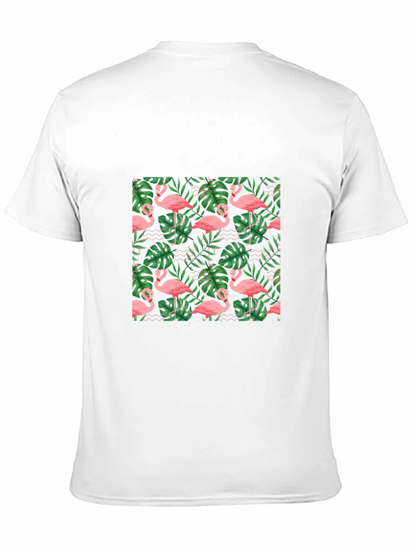 Black Tropical Flamingo Print Black T-Shirt view 11