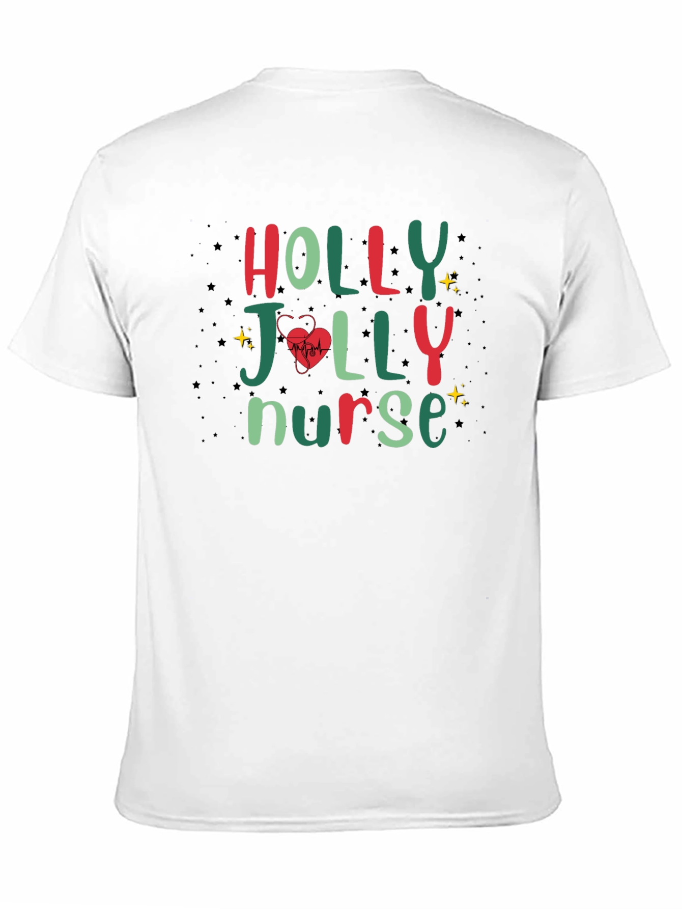 Black Holly Jolly Nurse T-Shirt - Festive Holiday Apparel view 11
