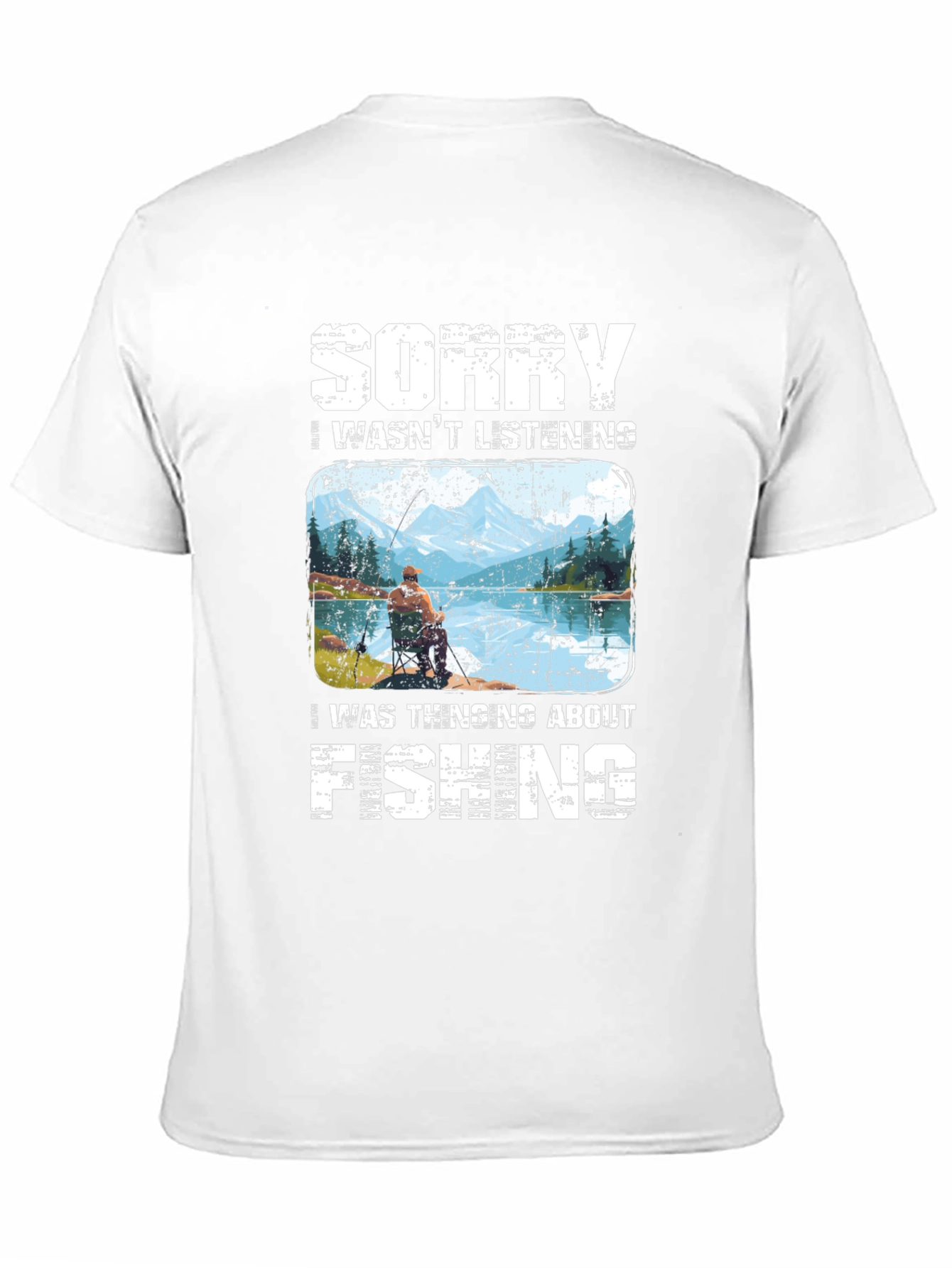 Black Sorry I Wasn't Listening Fishing T-Shirt view 11