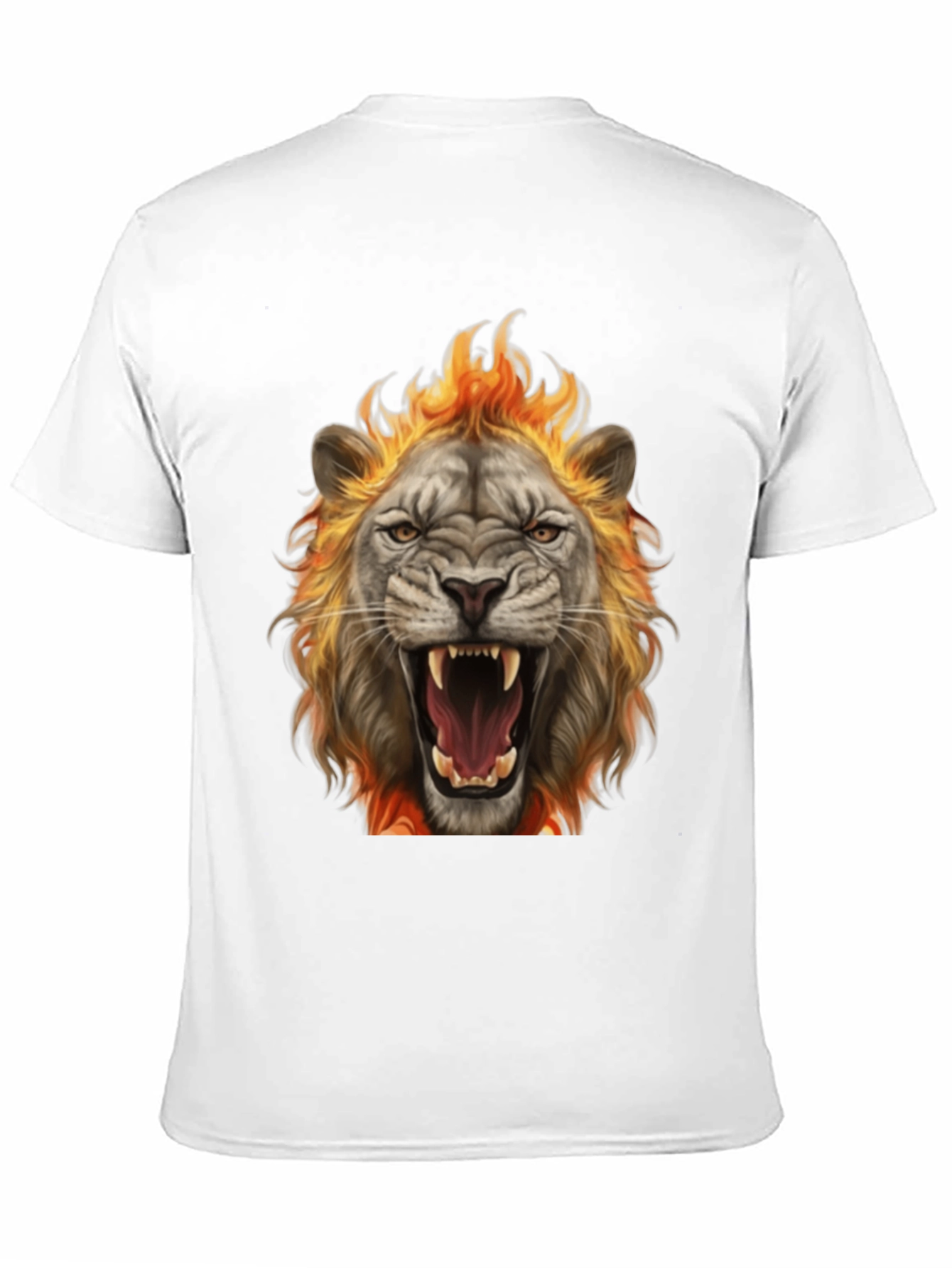 Black Fiery Lion Graphic Tee - Bold Animal Print T-Shirt view 11