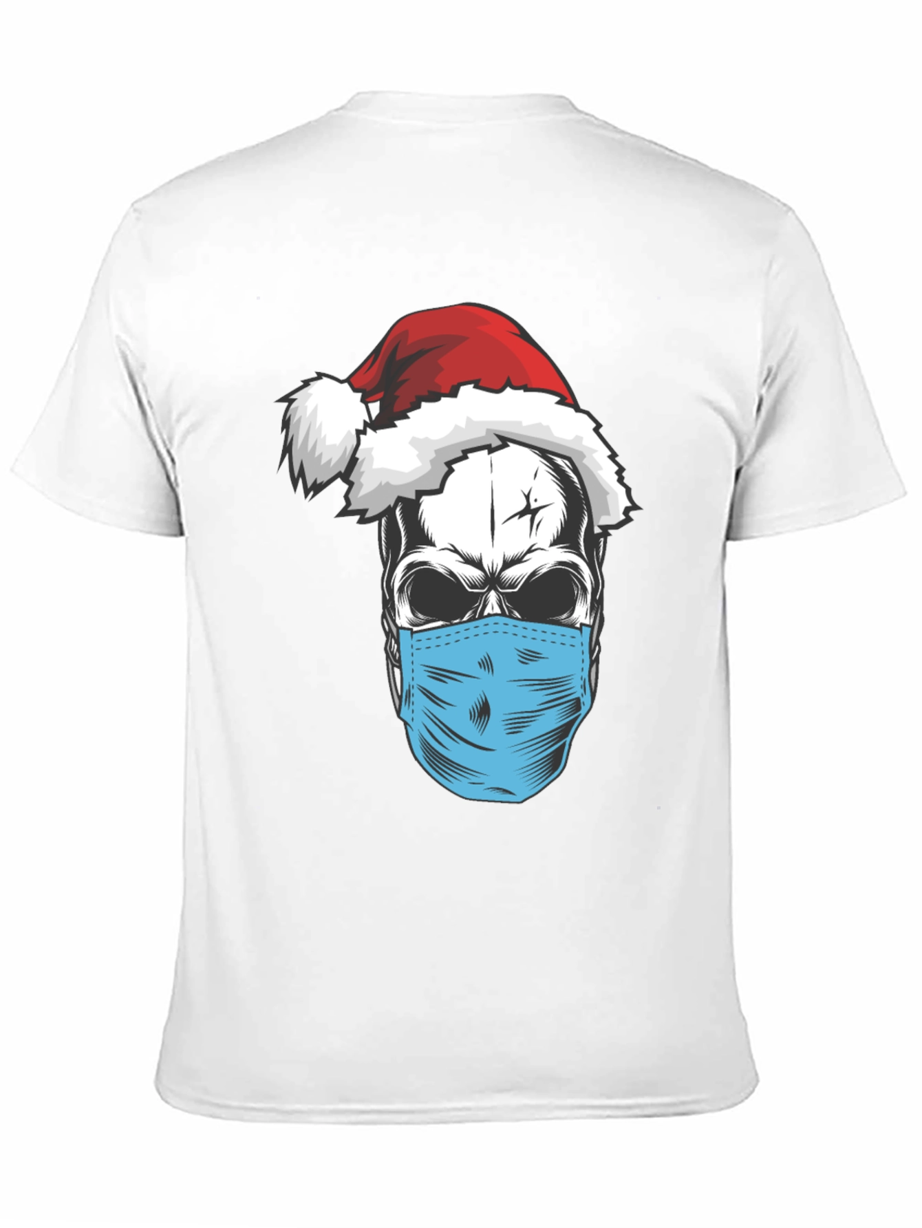 Black Skull Santa Mask T-Shirt - Holiday Humor view 11