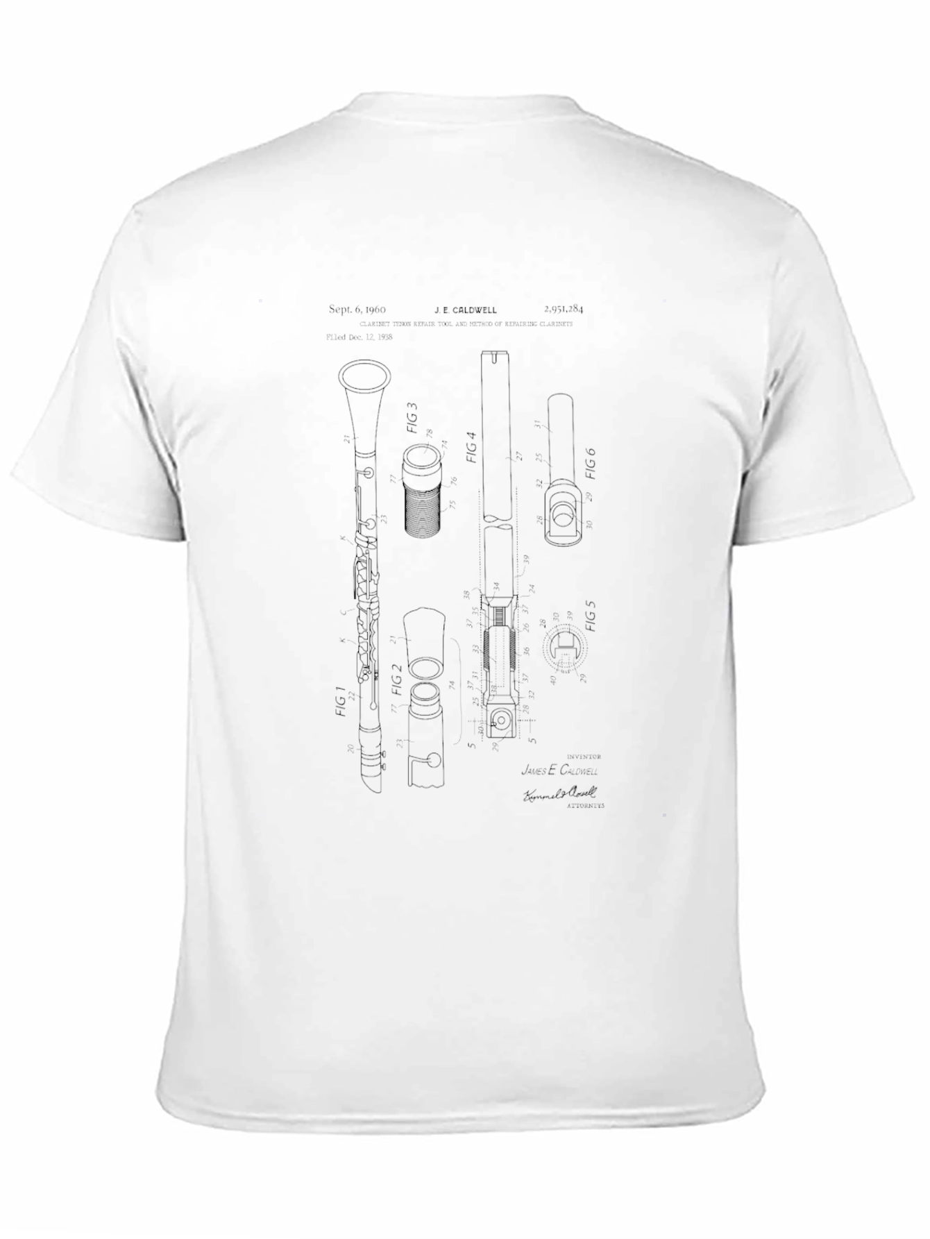 Black Clarinet Patent Print Black T-Shirt view 11