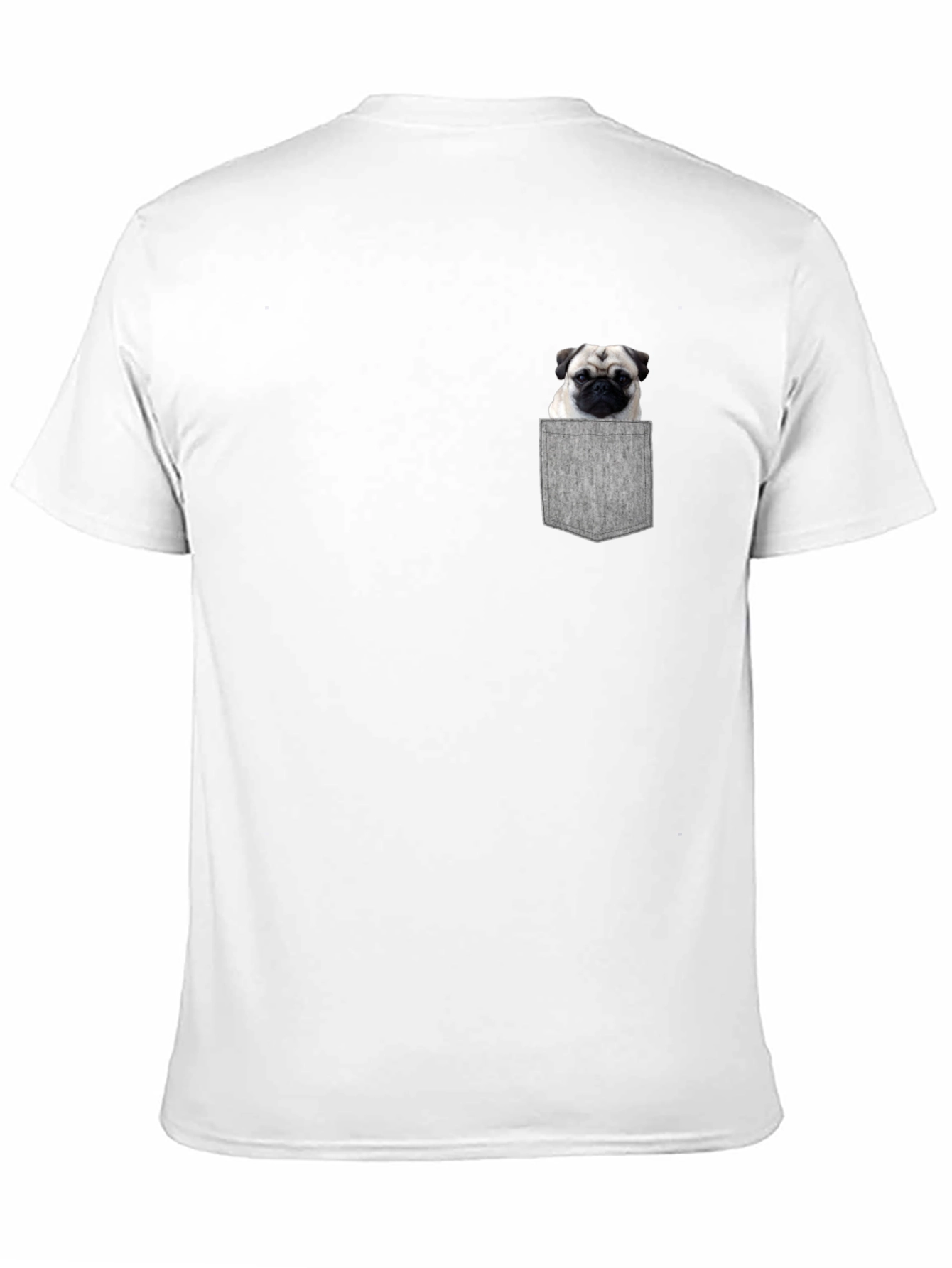 Black Pug in Pocket Black T-Shirt view 11