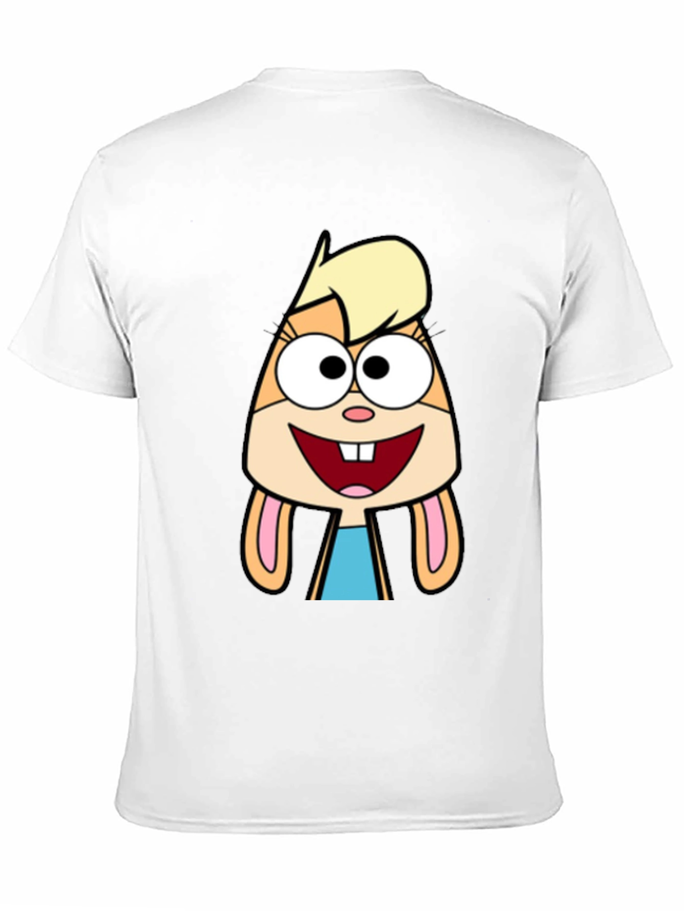 Black Cartoon Rabbit Graphic Tee - Unisex Black T-Shirt view 11