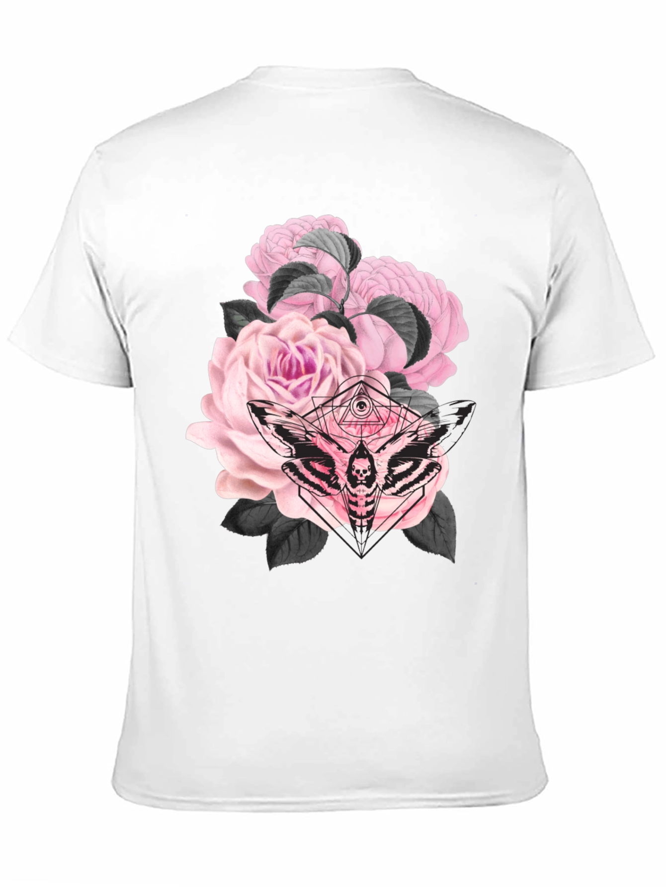 Black Gothic Floral Moth Black T-Shirt view 11