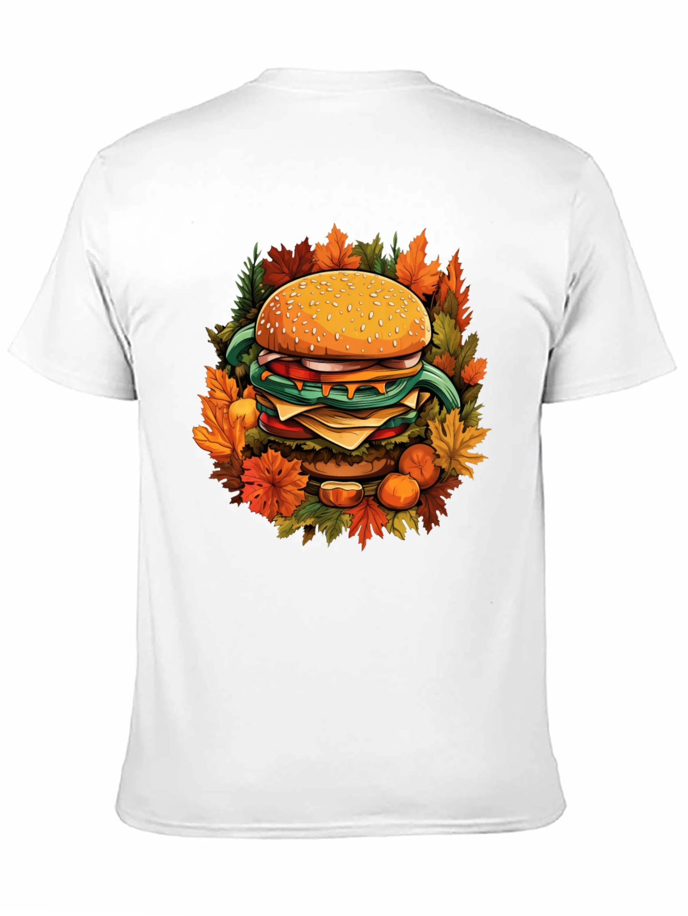 Black Burger Fall Graphic Tee - Black Cotton Casual Wear view 11