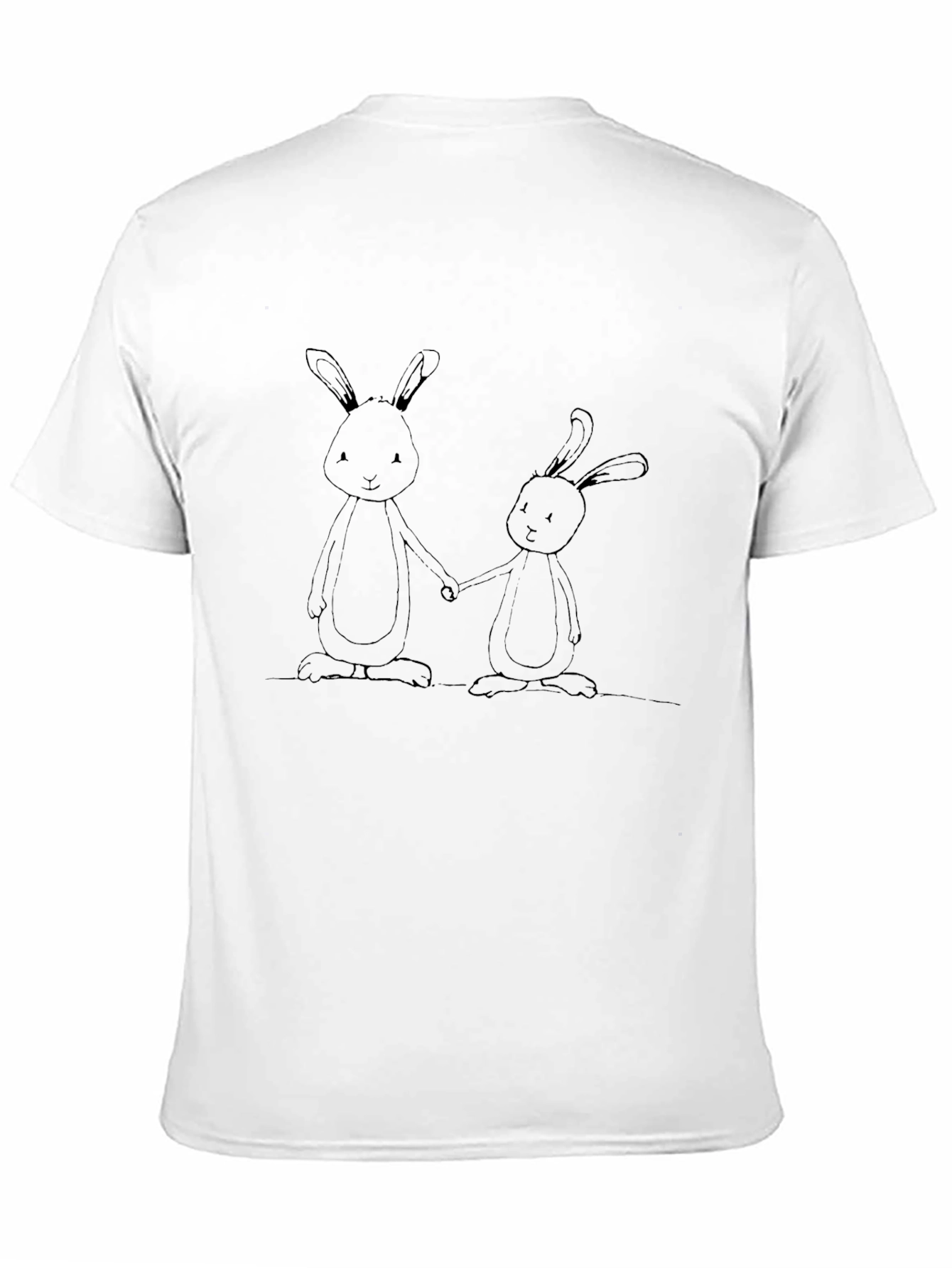 Black Cute Bunny Graphic Tee - Black Unisex T-Shirt view 11