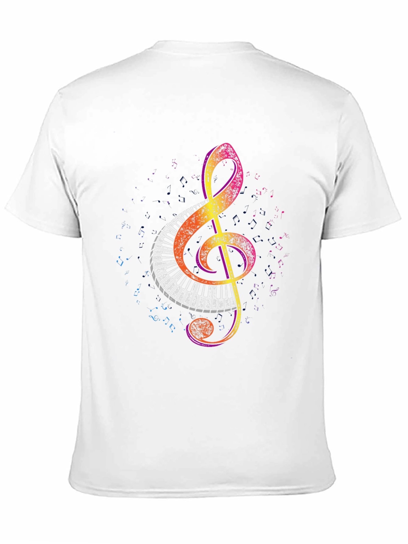 Black Musical Treble Clef Piano Keys Graphic Tee view 11