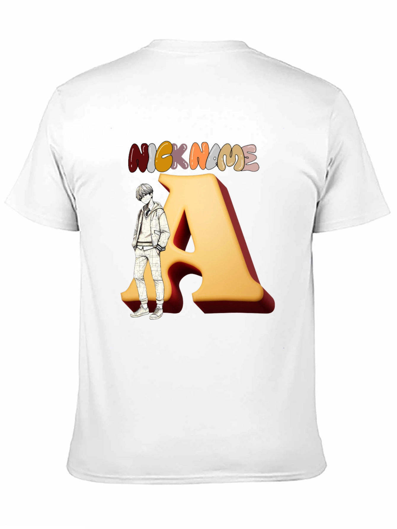 Black Nickname "A" Graphic Black T-Shirt view 11