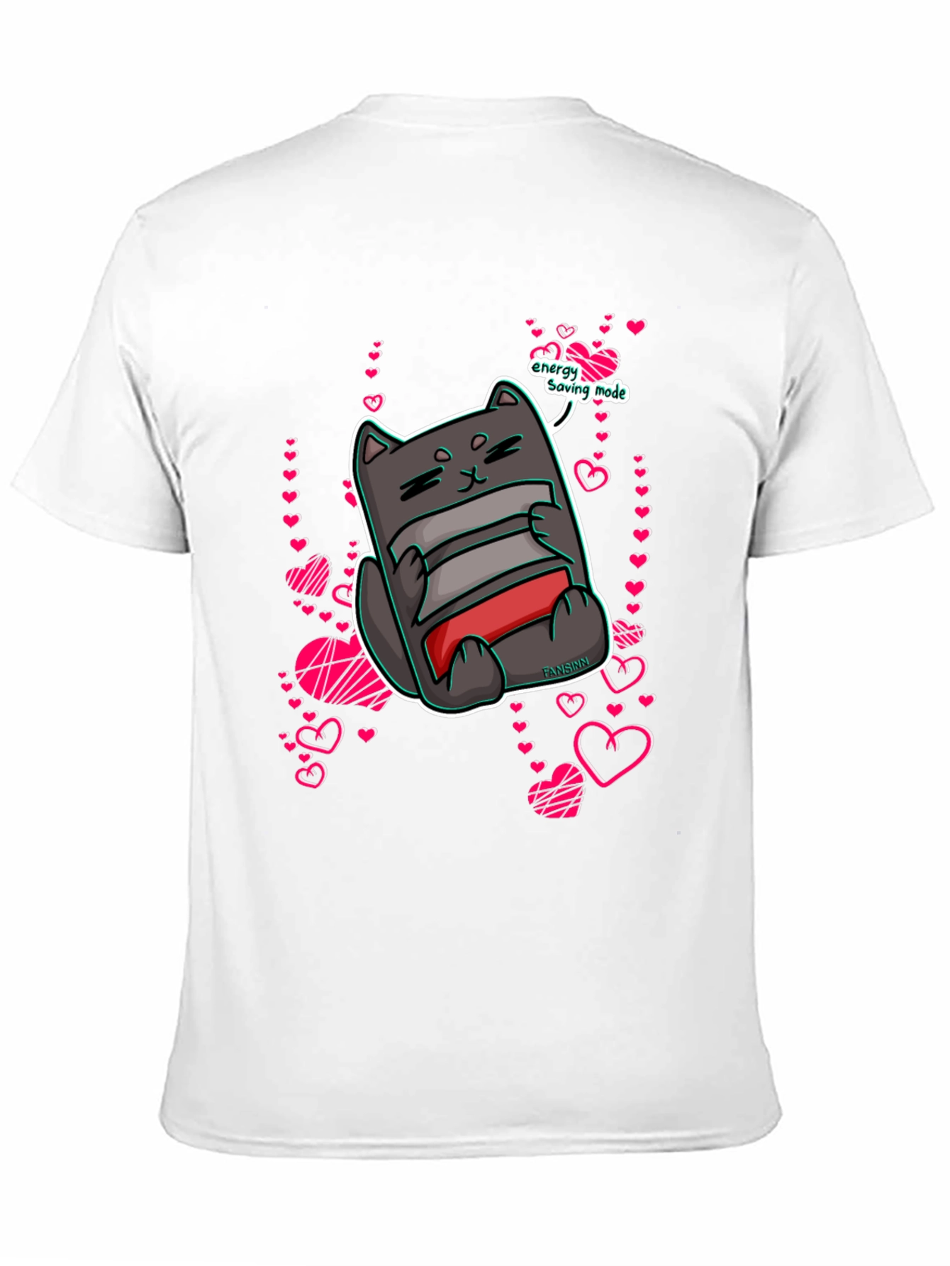 Black Energy Saving Mode Cat T-Shirt view 11