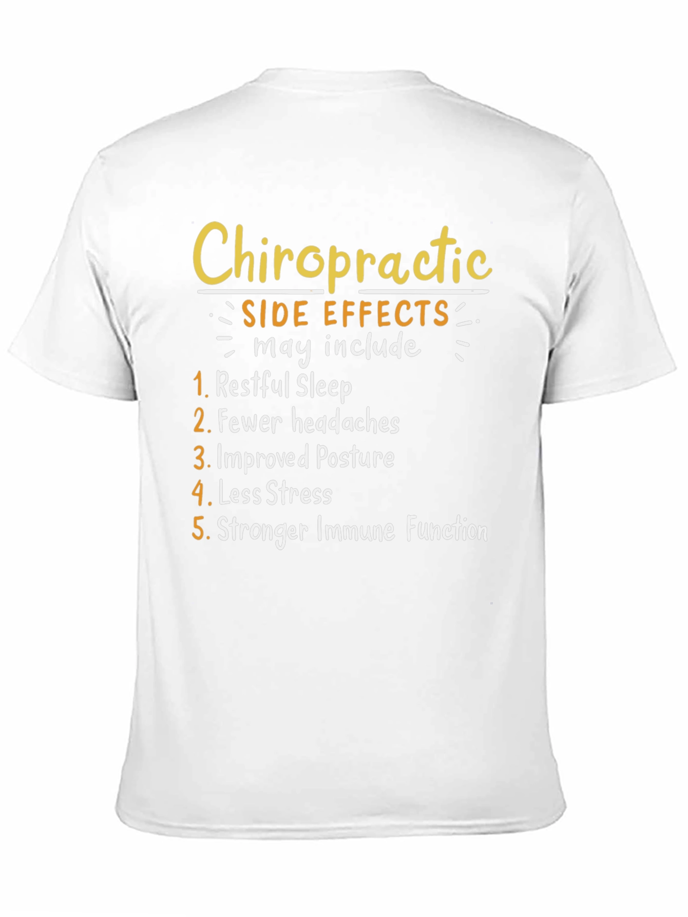 Black Chiropractic Side Effects T-Shirt: Restful Sleep, Less Stress view 11