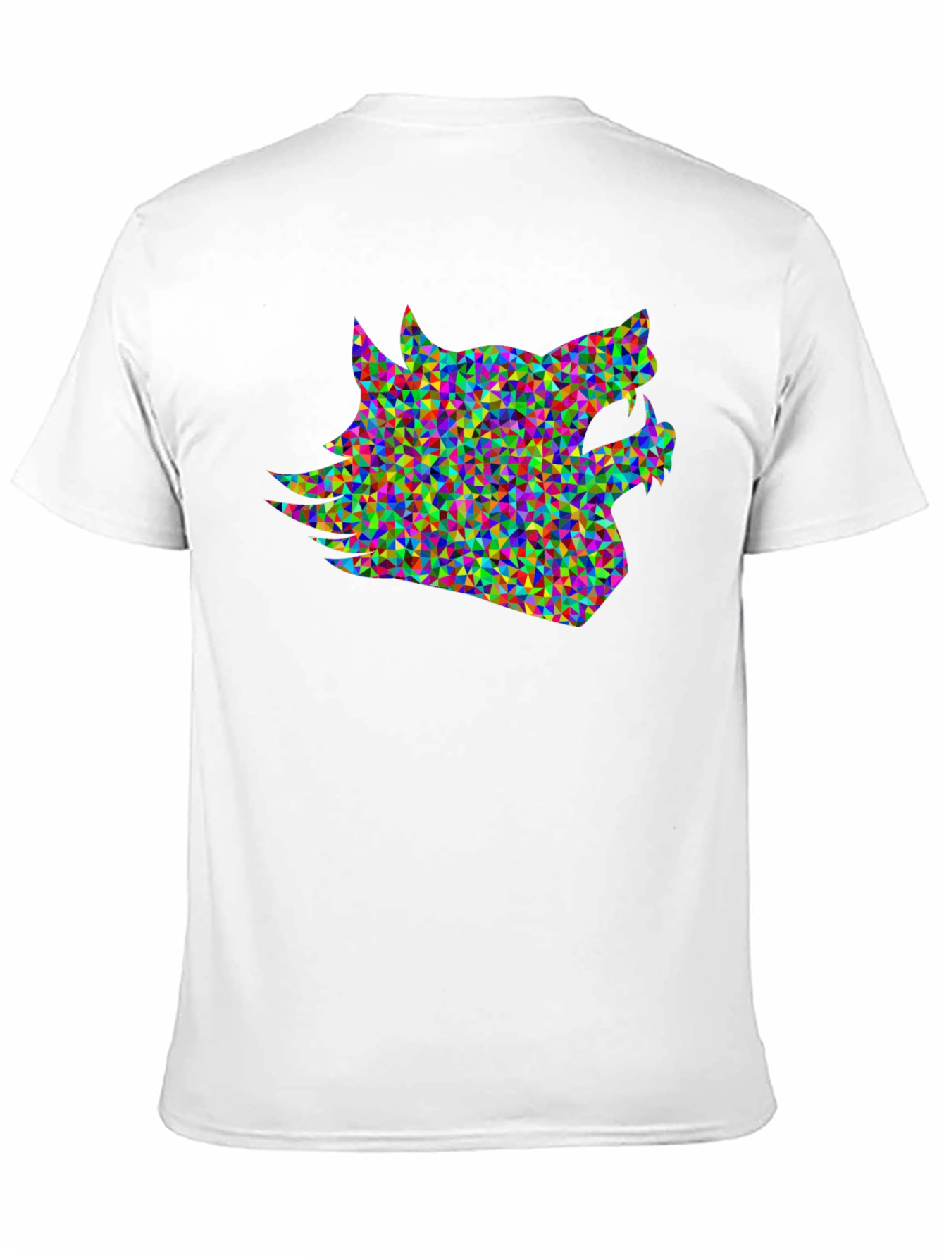 Black Geometric Wolf Head T-Shirt - Modern Abstract Design view 11
