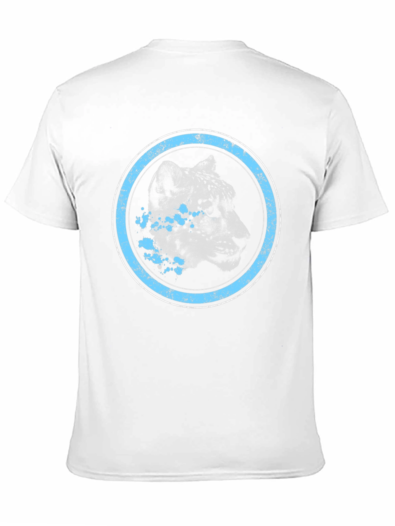 Black Leopard Graphic Tee - Distressed Blue Circle Design view 11