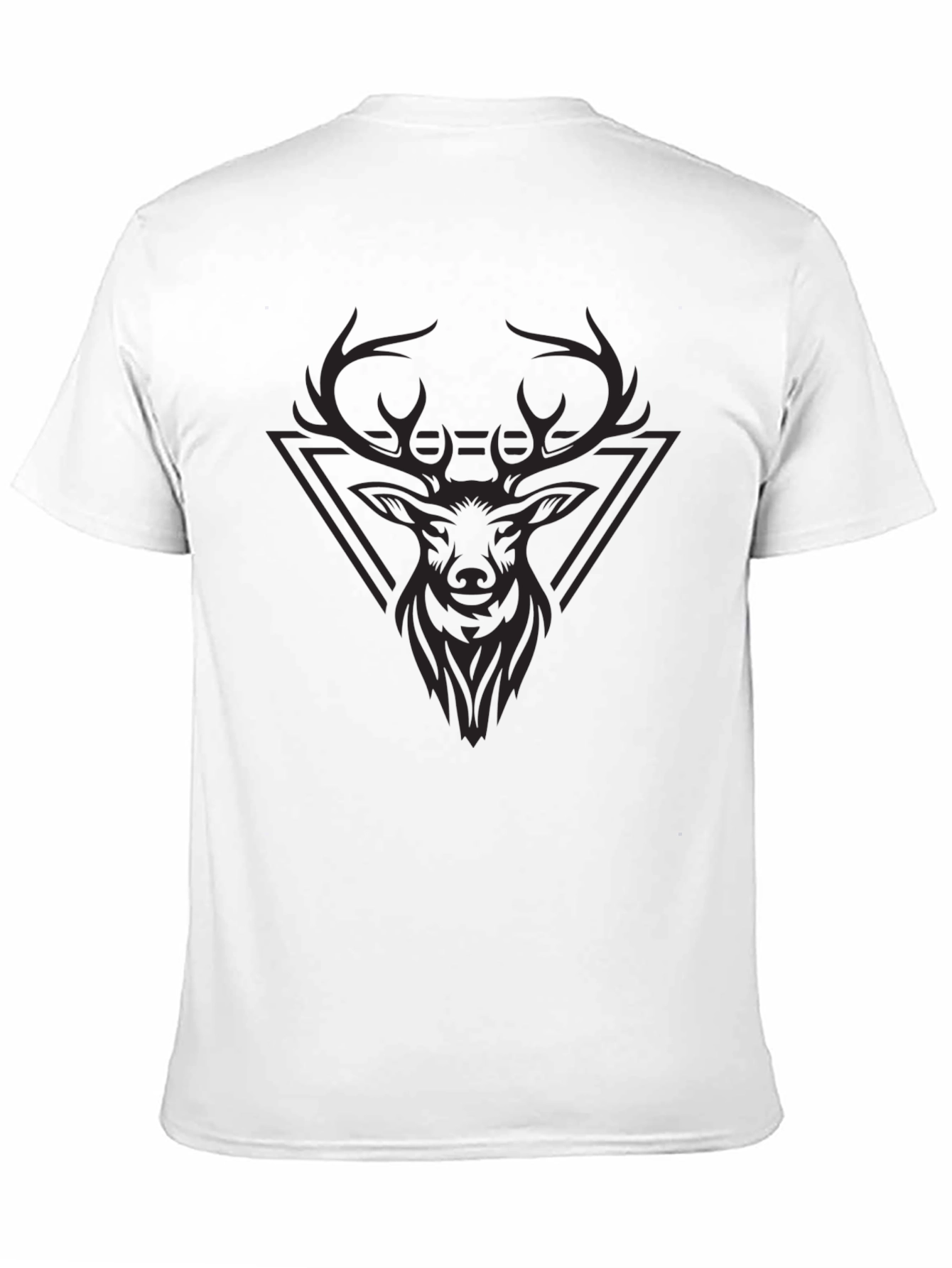 Black Men's Black T-Shirt with Stag Head Graphic view 11