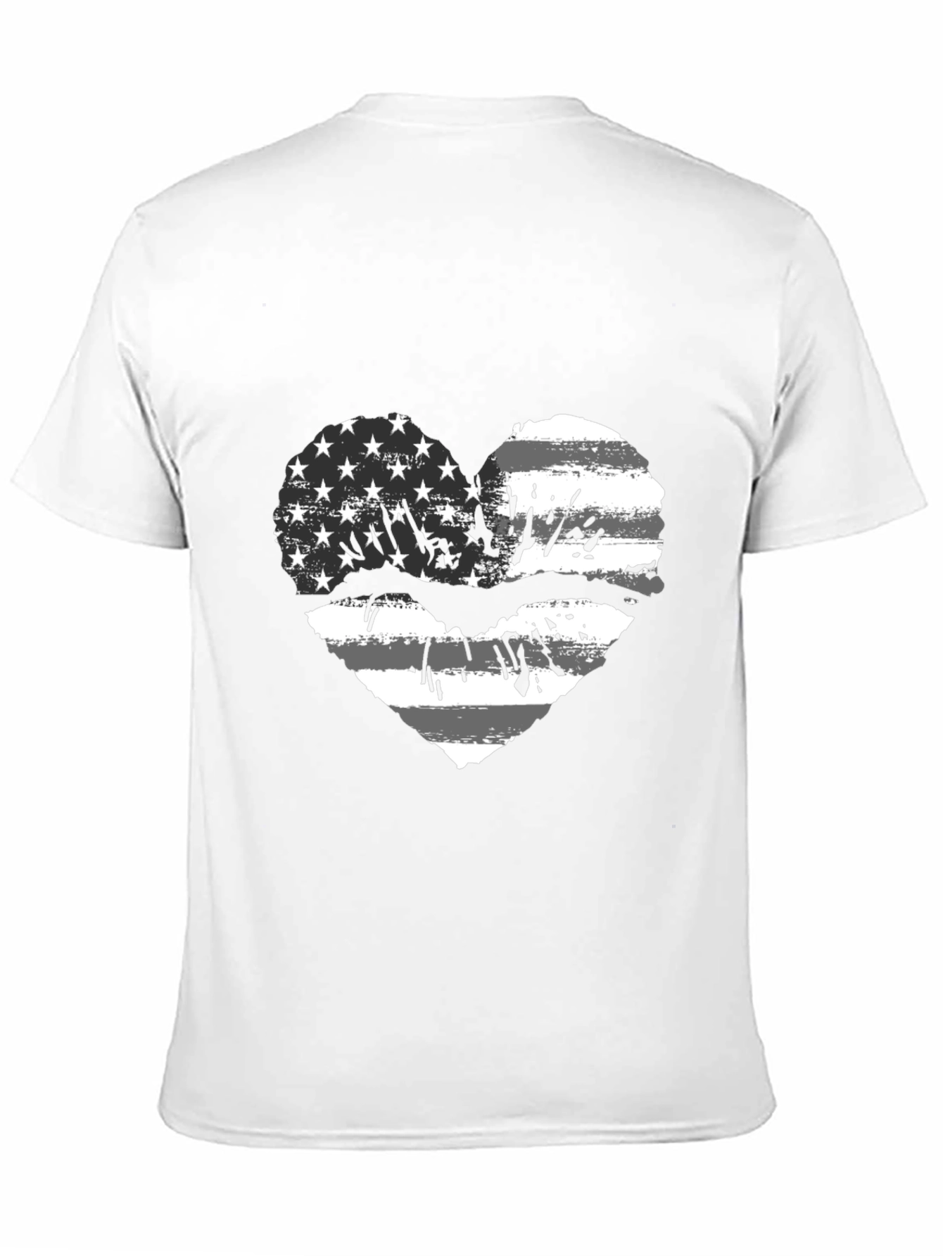 Black American Flag Heart Lips Black T-Shirt view 11