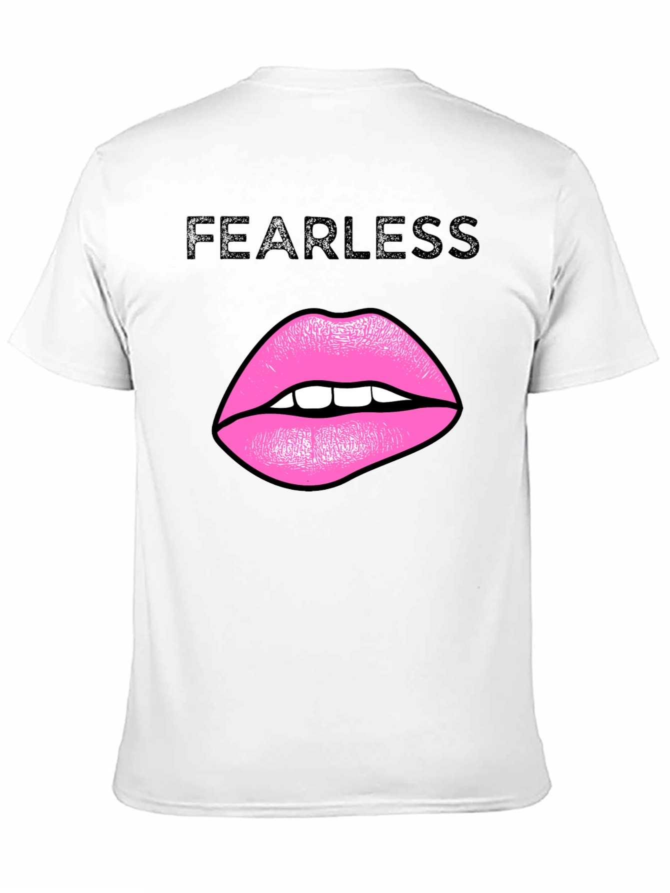Black Fearless Lips Graphic Black T-Shirt view 11