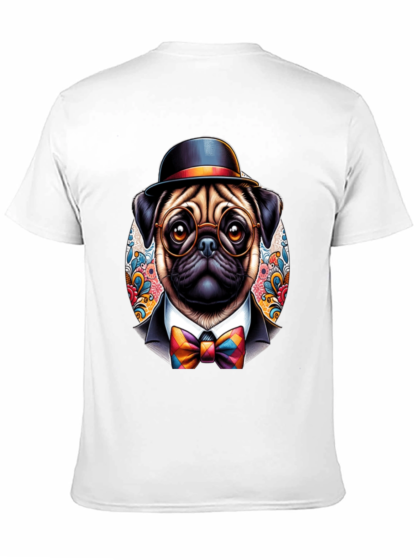 Black Dapper Pug T-Shirt - Stylish Dog Graphic Tee view 11