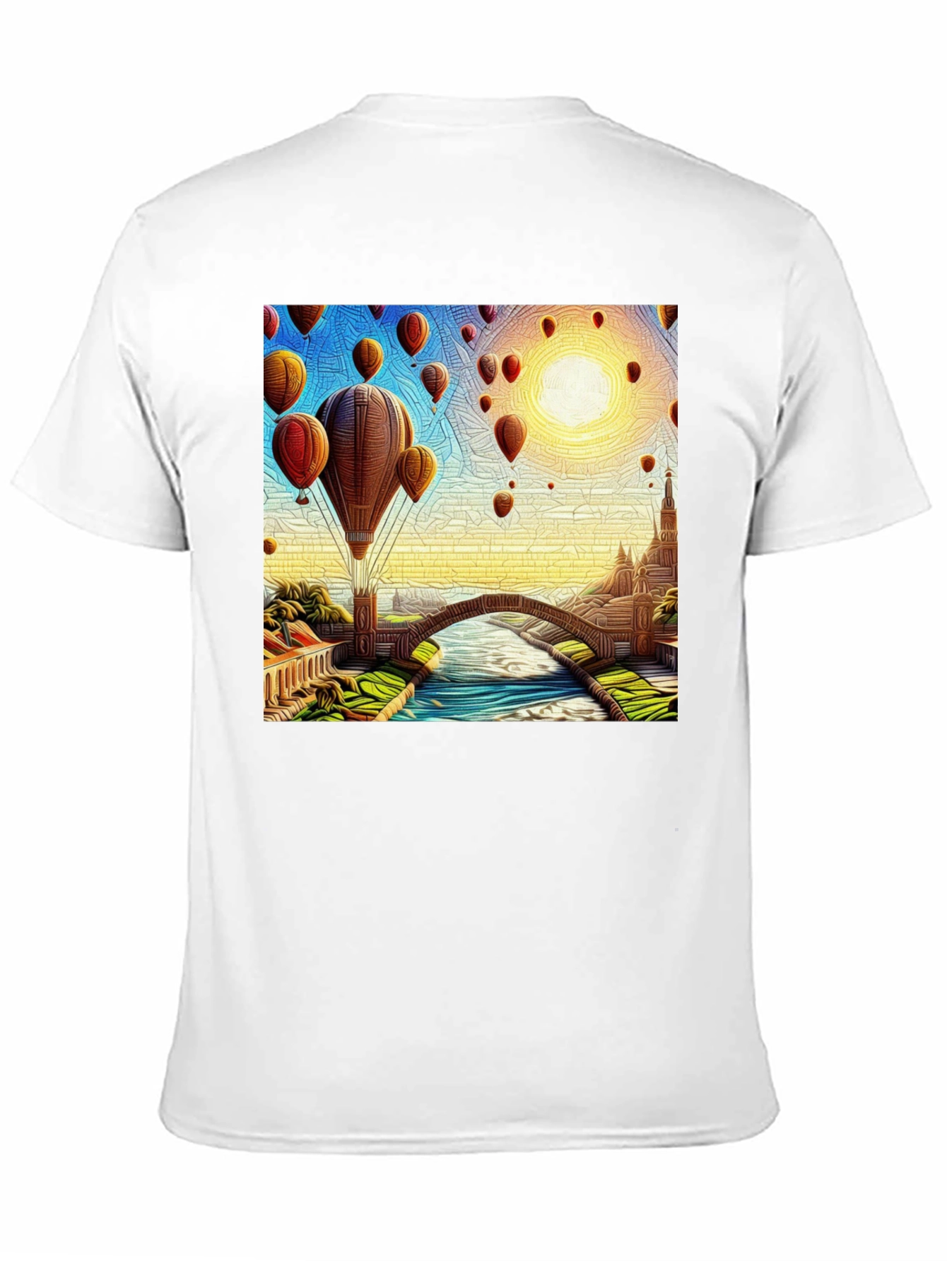 Black Hot Air Balloon Landscape Graphic Tee view 11