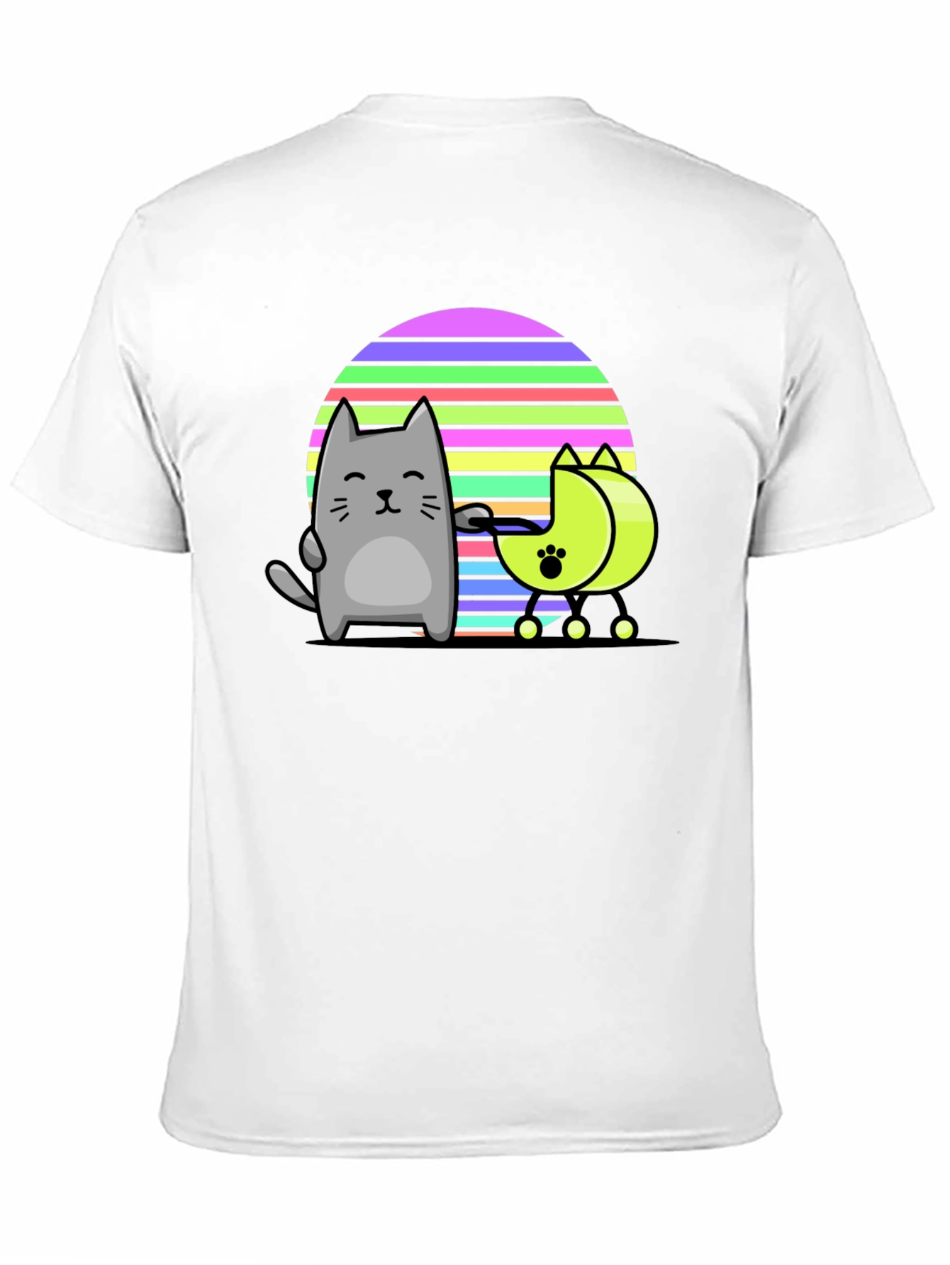 Black Cute Cat and Moon Walker T-Shirt view 11