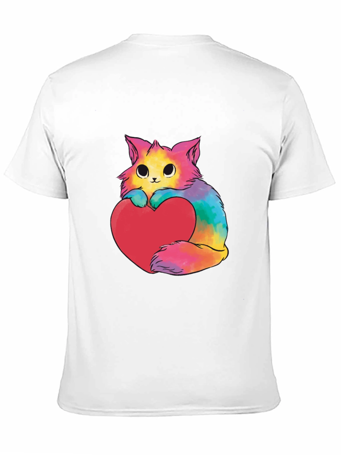 Black Rainbow Cat Heart Graphic Tee - Unisex view 11