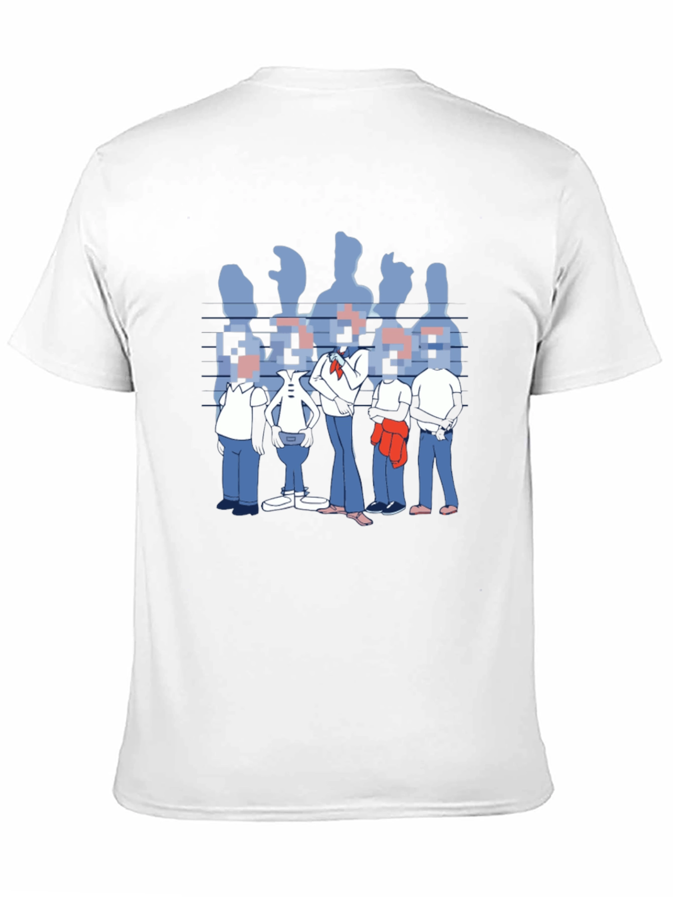 Black Pixelated Faces Graphic Black T-Shirt view 11