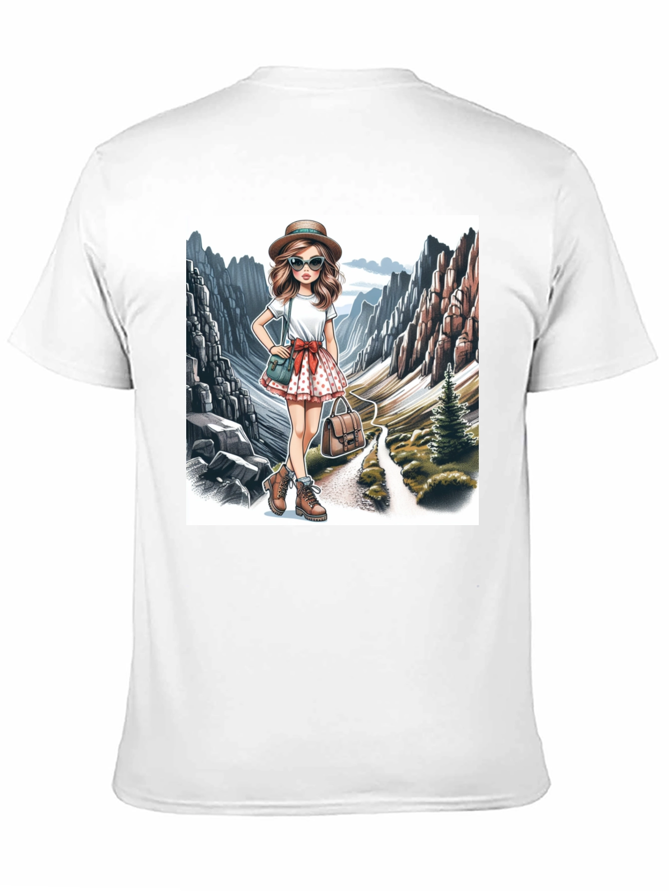 Black Stylish Hiking Girl Graphic T-Shirt view 11