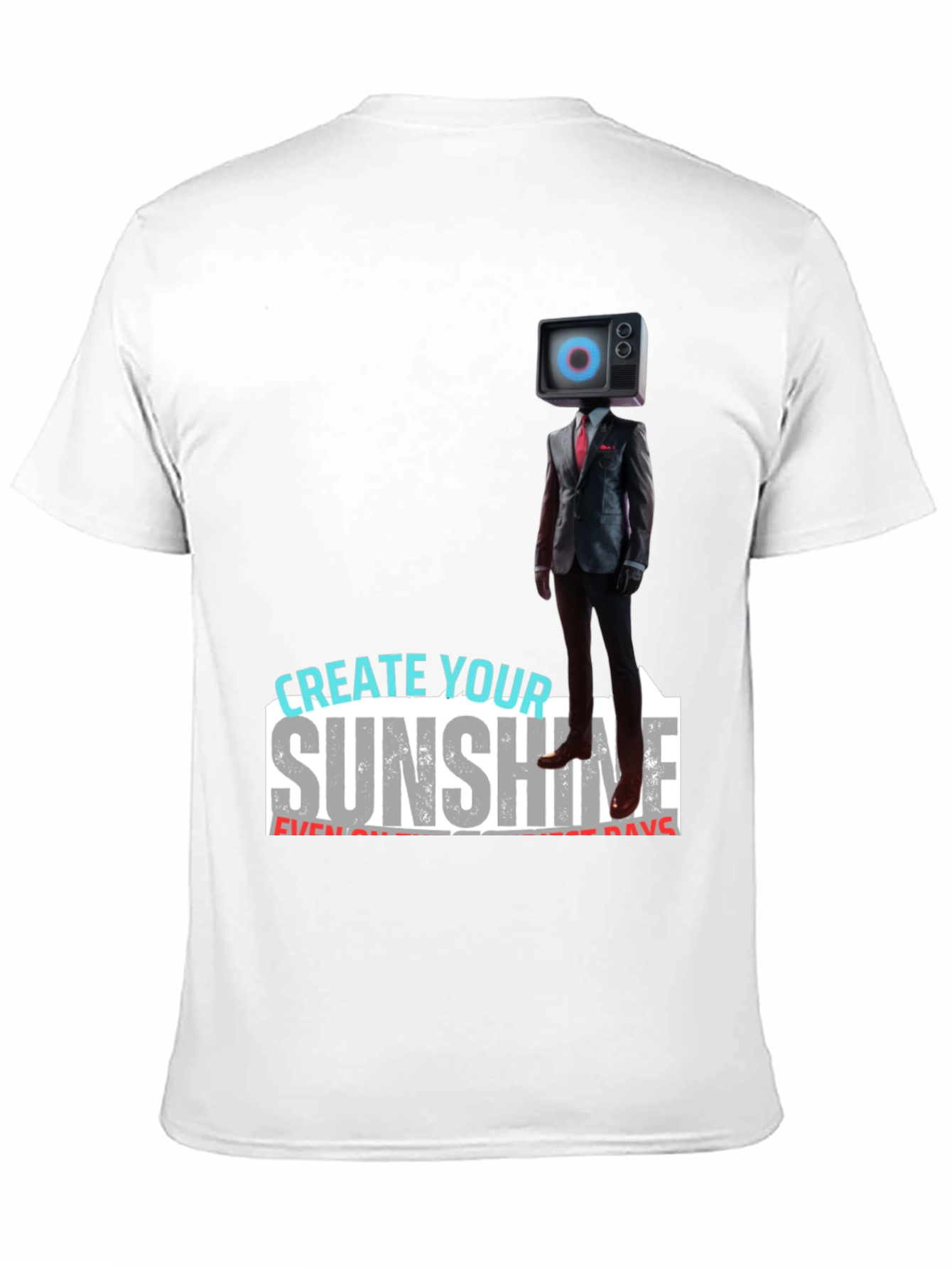 Black Modern TV Head Suit T-Shirt: Create Your Sunshine view 11