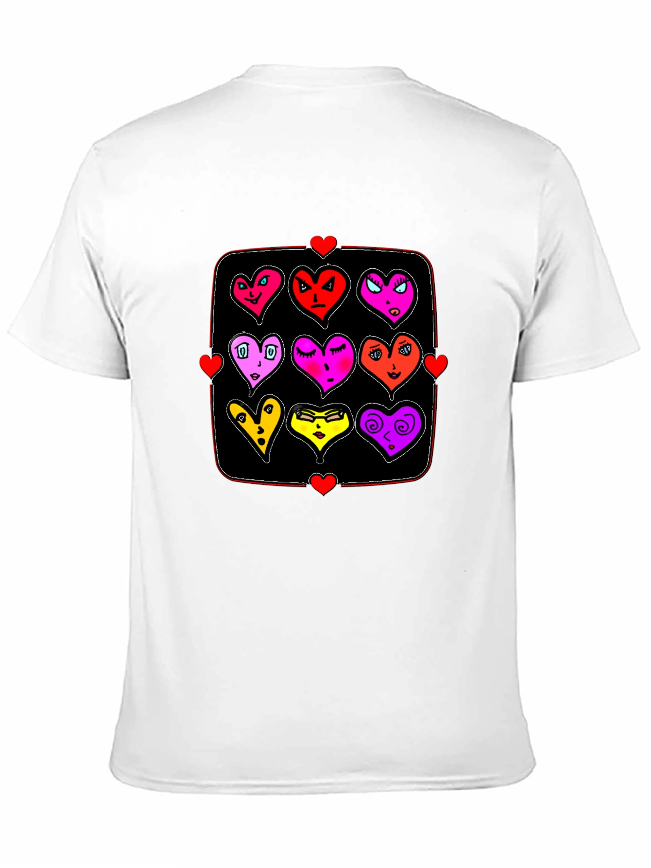 Black Heart Emoji Grid T-Shirt - Black Graphic Tee view 11