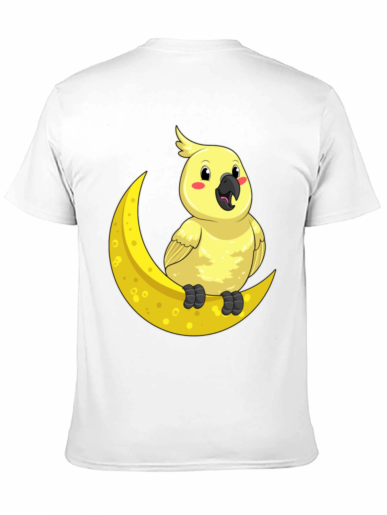 Black Cute Cockatiel On Moon T-Shirt - Soft Cotton, Unique Design view 11