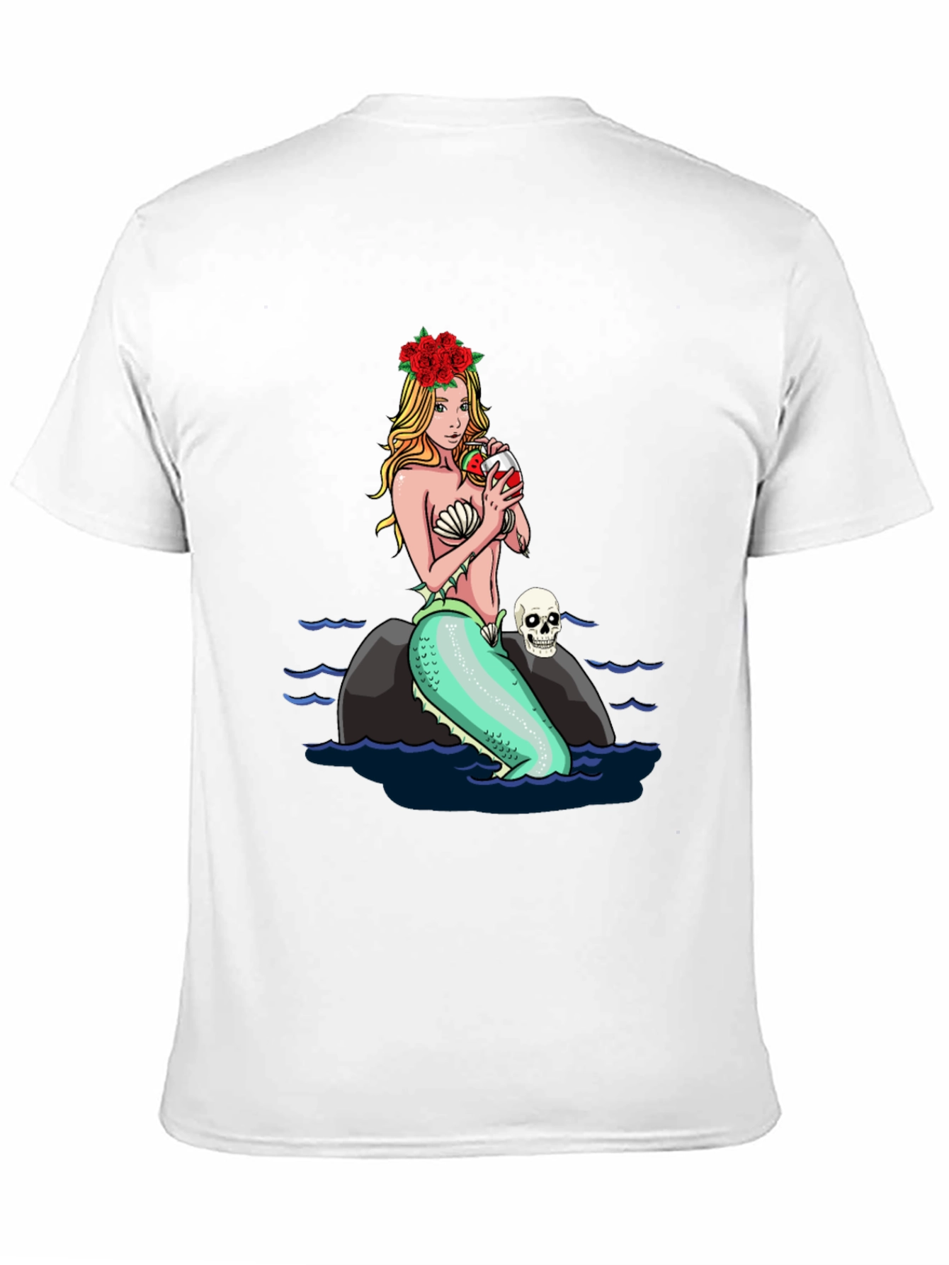 Black Mermaid Drinking Wine T-Shirt view 11