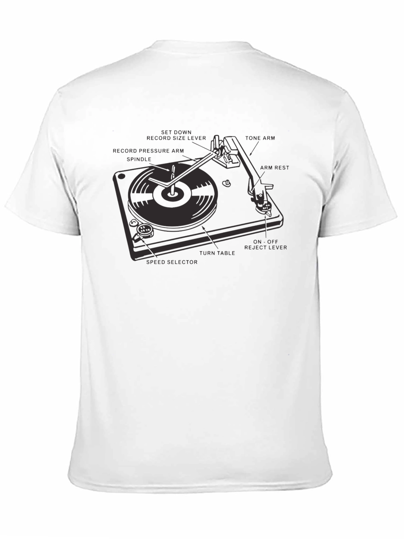 Black Turntable Anatomy Black T-Shirt view 11