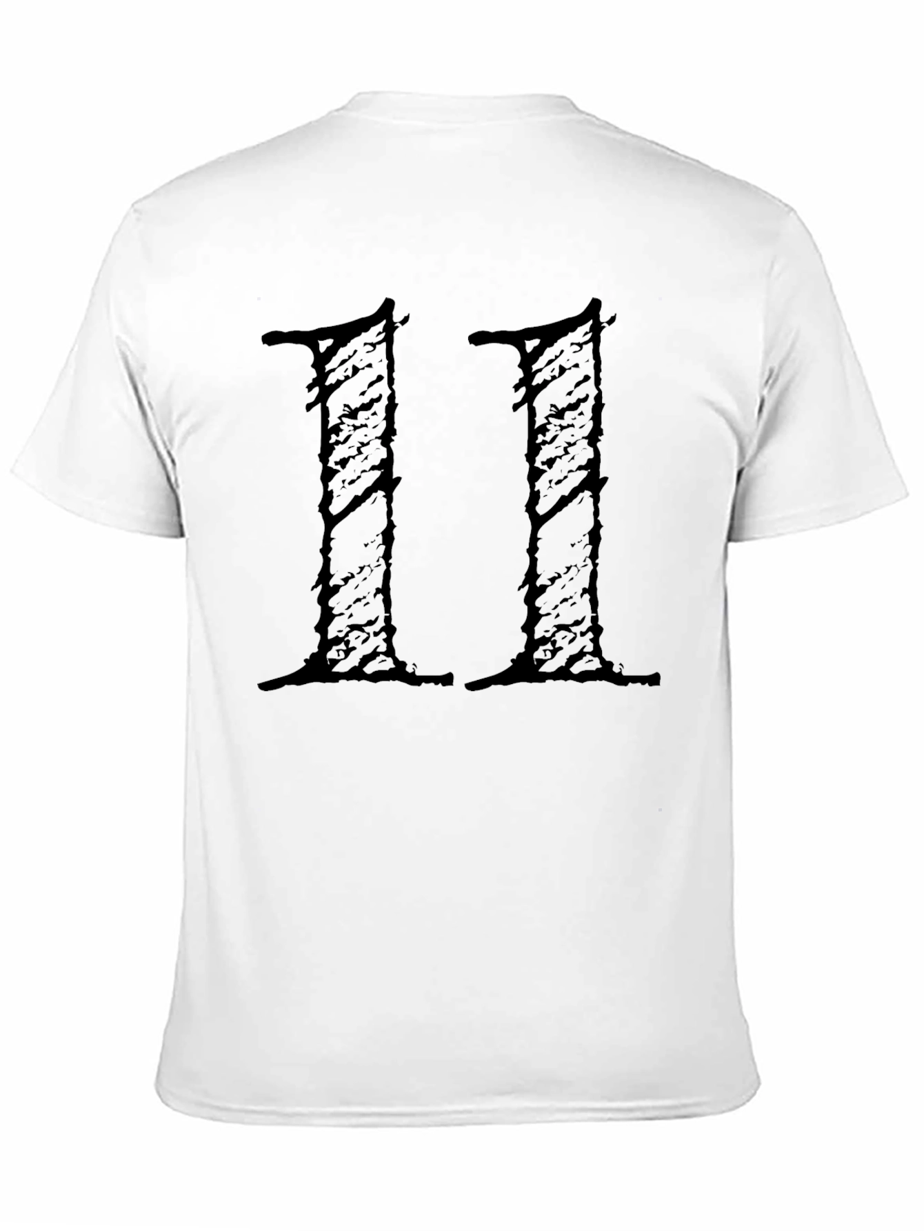 Black Grunge Number 11 Graphic Tee - Black Cotton T-Shirt view 11