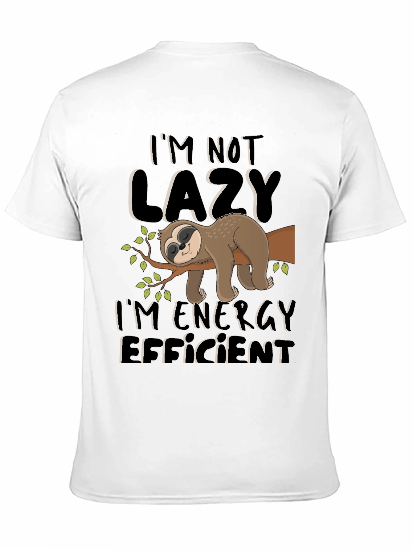 Black Funny Sloth Energy Efficient Graphic T-Shirt view 11
