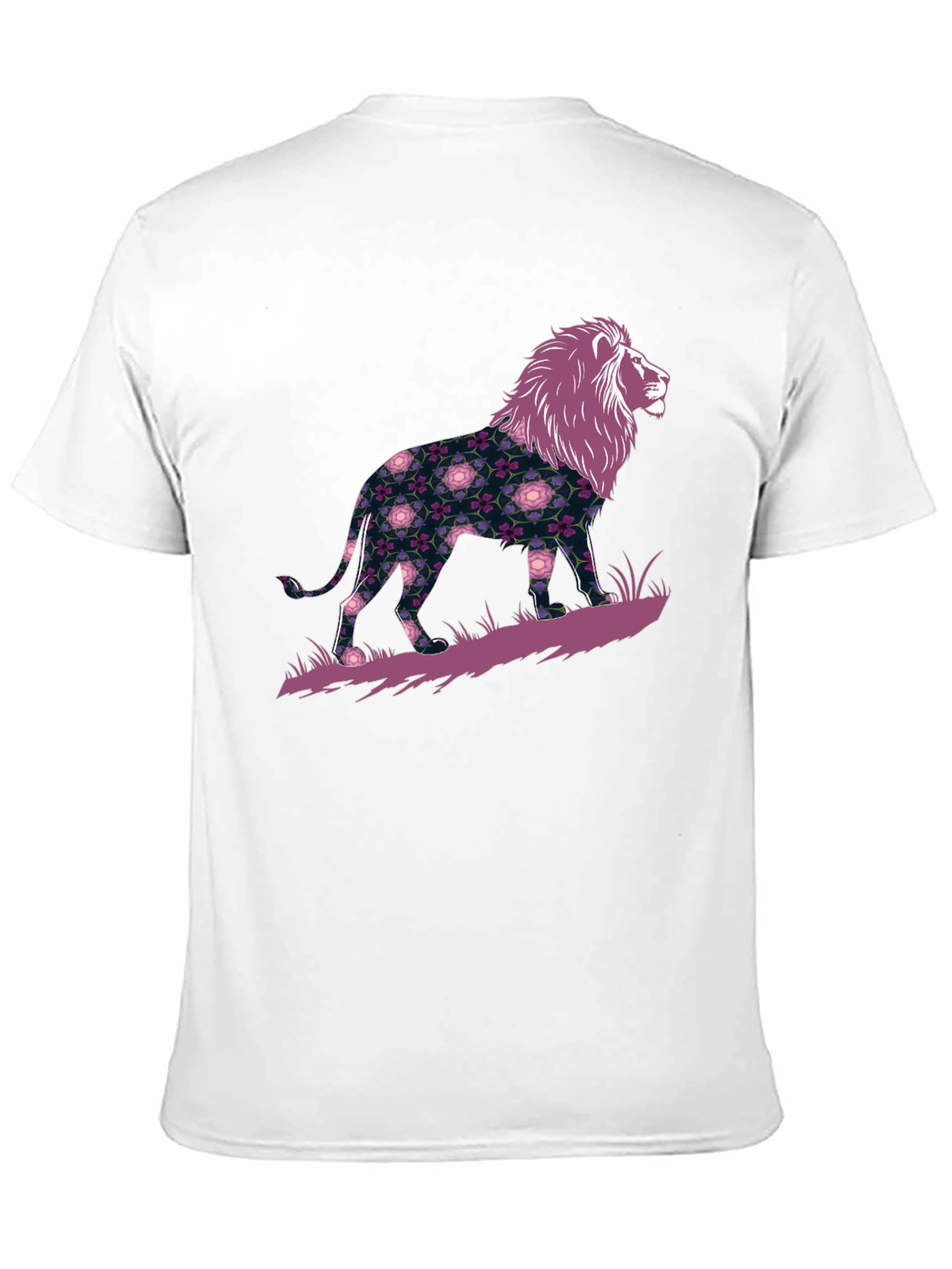 Black Floral Lion Graphic Tee - Men's Black T-Shirt view 11